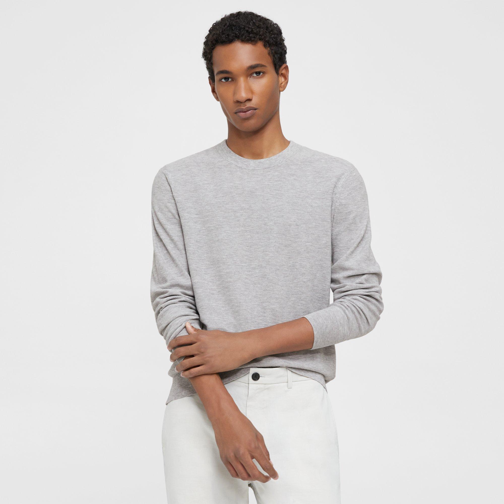 Theory Riland Crewneck Sweater In Silver Heather