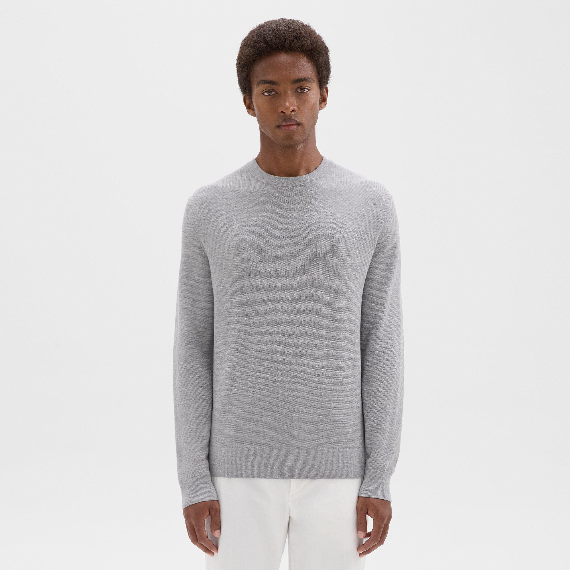 Theory Riland Sweater In Light Bilen In Light Grey Heather