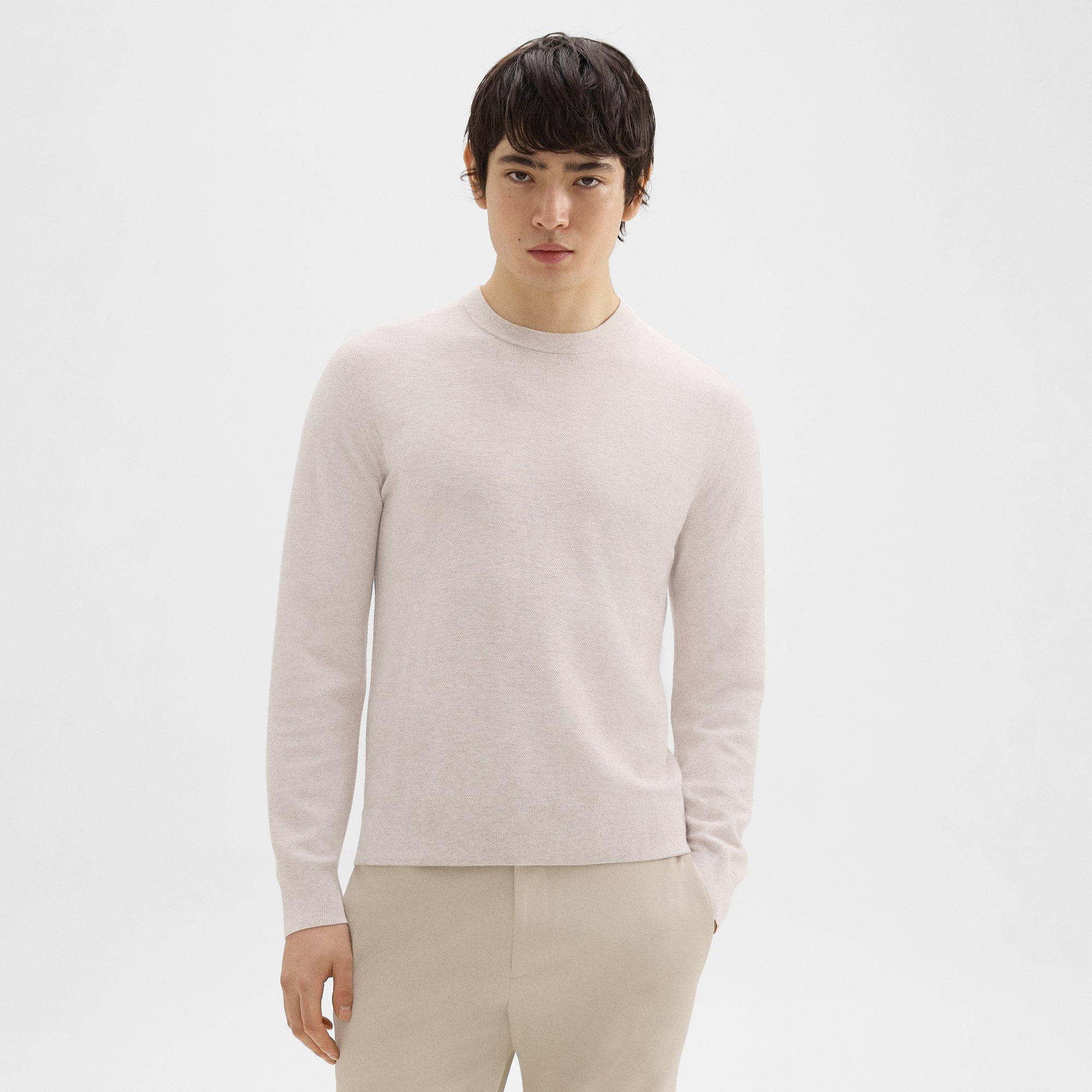 Theory Riland Sweater In Light Bilen In Melange Ivory