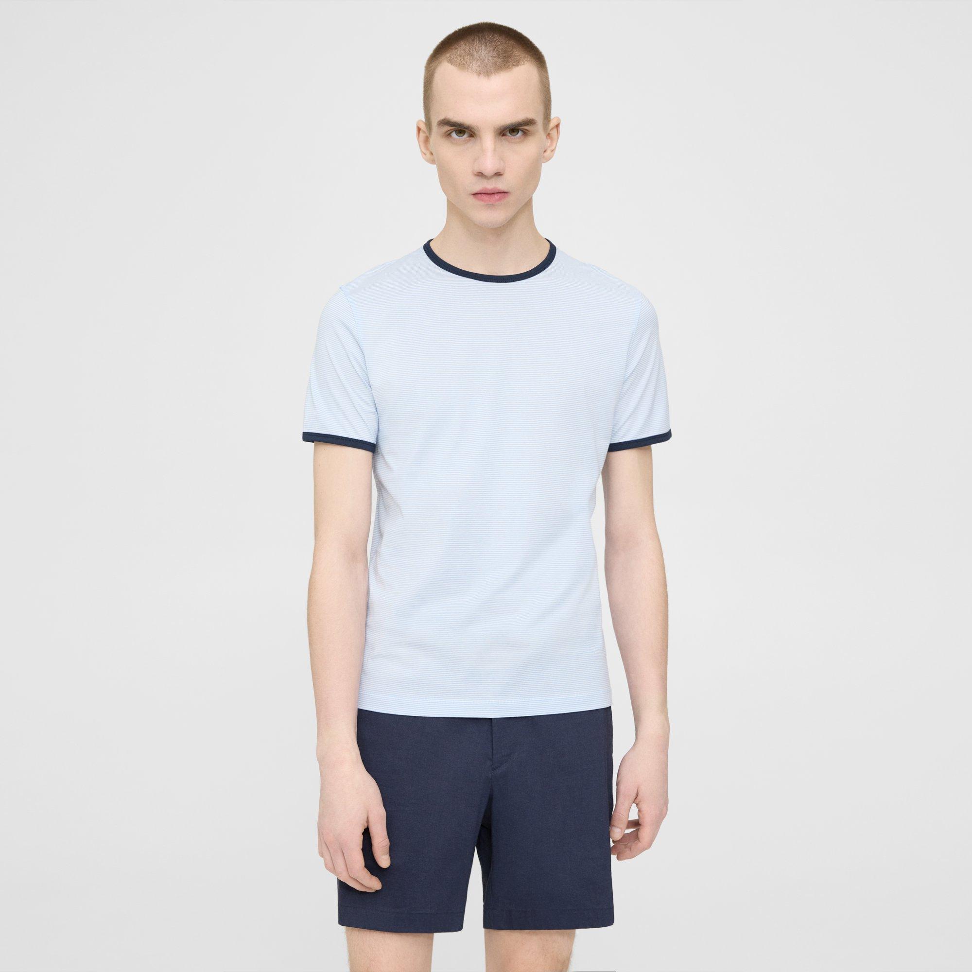 Theory Striped Ringer Tee In Cotton In Olympic/white
