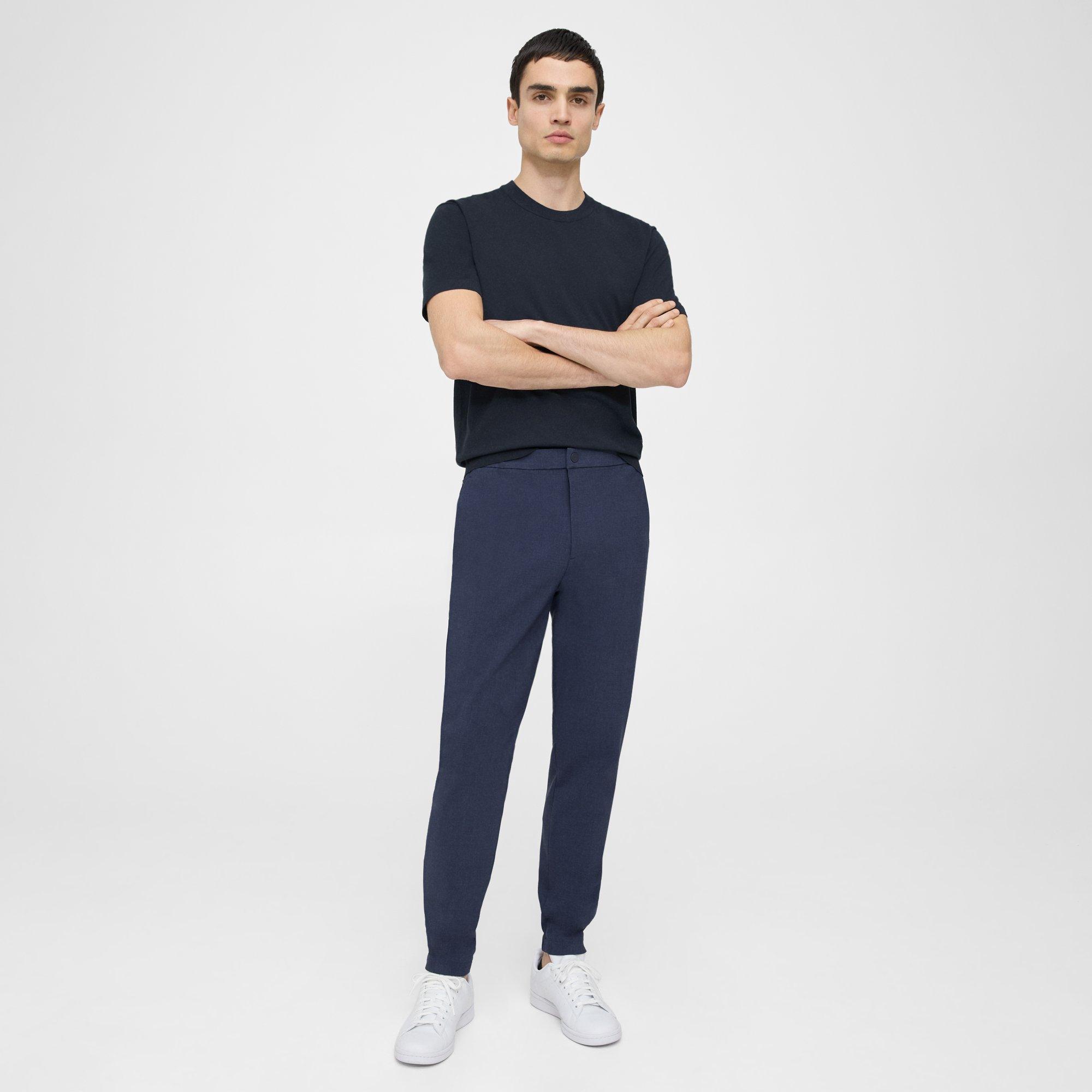 Theory Terrance Pant In Printed Precision Ponte In New Klein Blue Multi