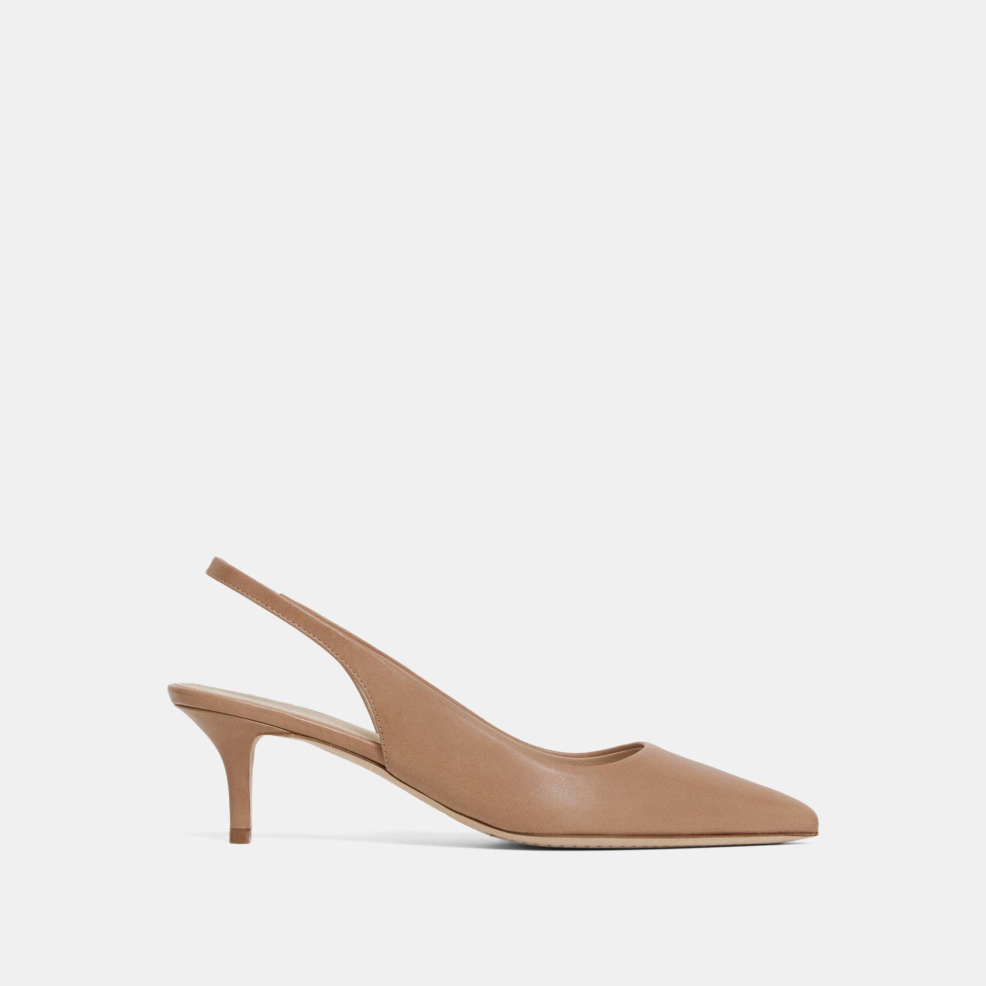 Theory City Slingback In Leather In Dark Nude