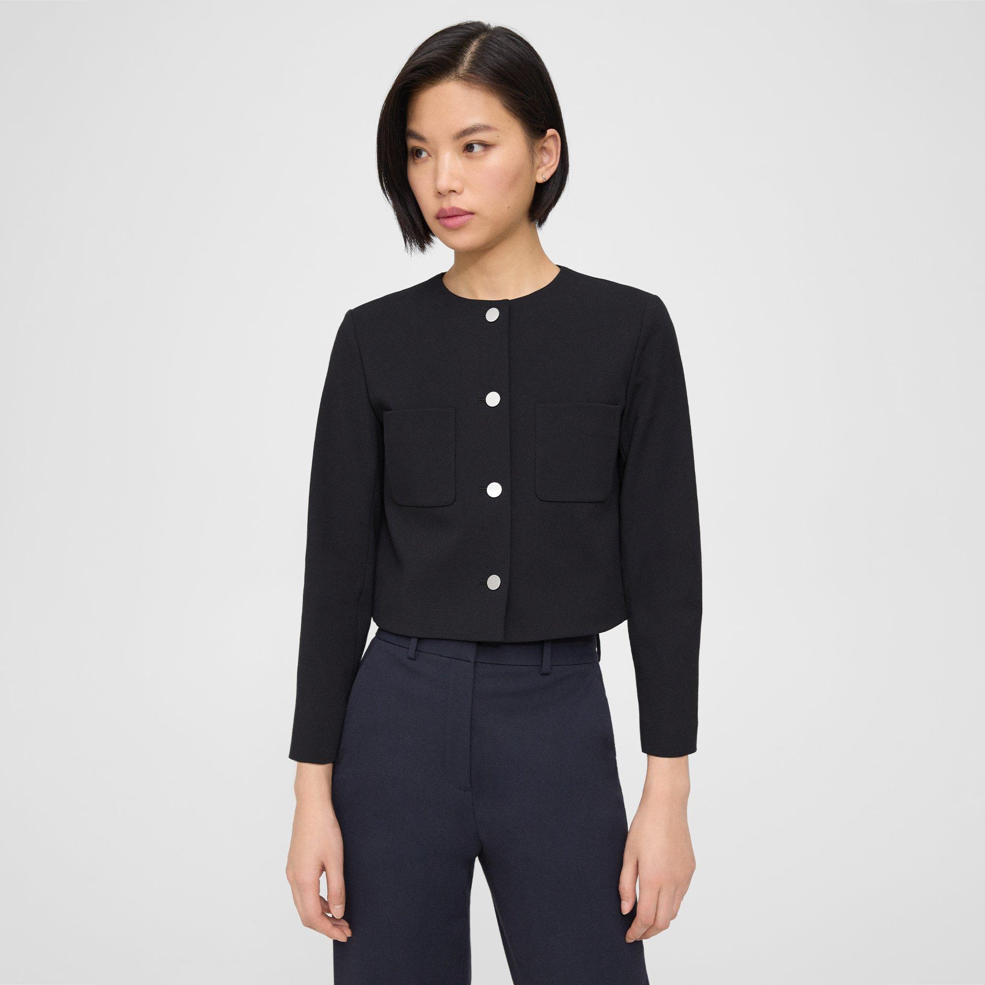 Theory Cropped Jacket In Neoteric Twill In Black