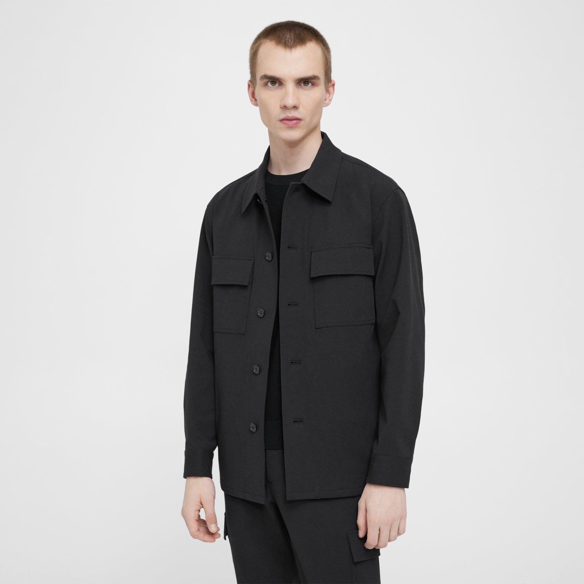 Theory Clyfford Shirt Jacket In Neoteric Twill In Black