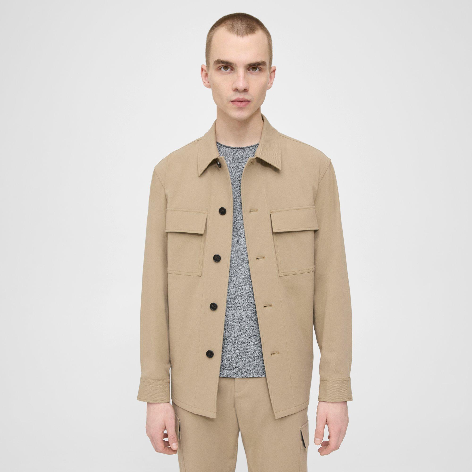 Theory Clyfford Shirt Jacket In Neoteric Twill In Bark