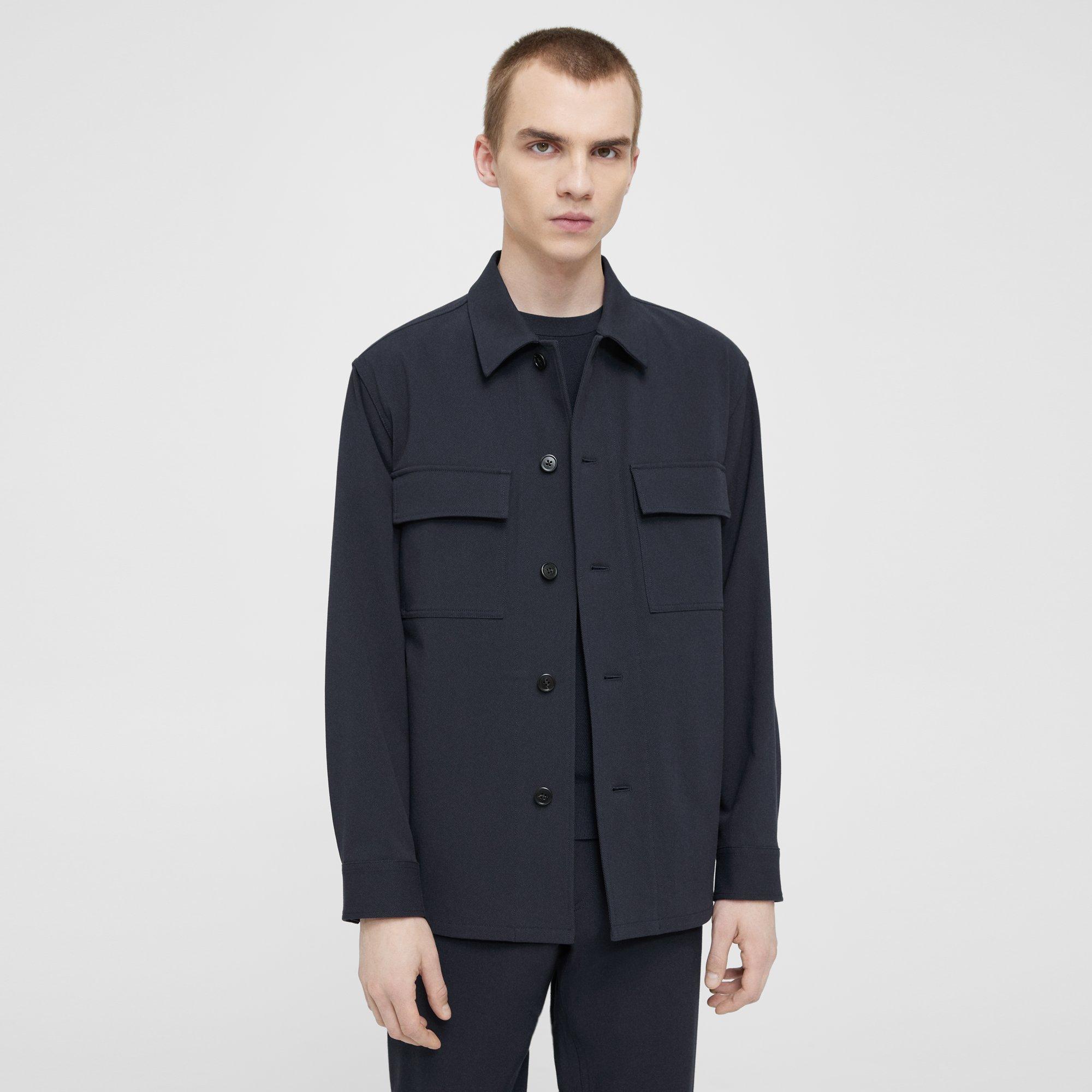 Theory Clyfford Shirt Jacket In Neoteric Twill In Baltic