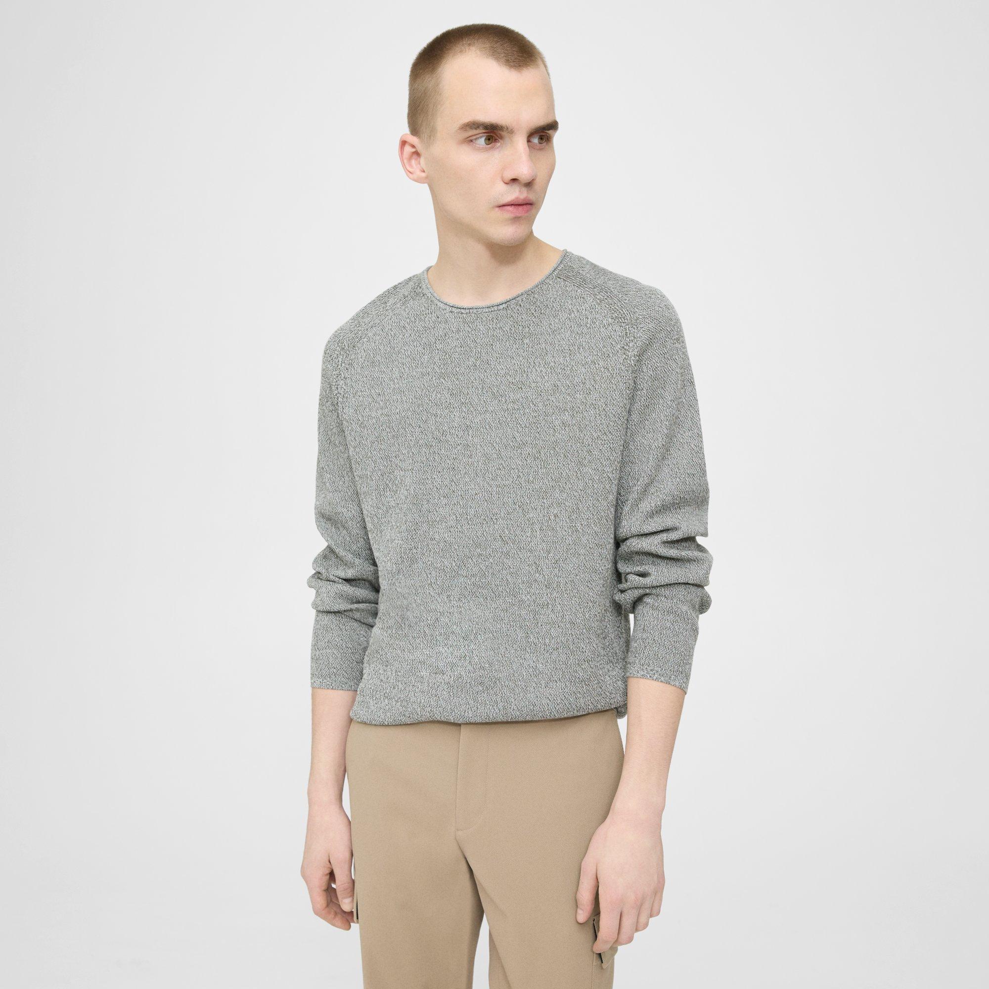 Theory Nare Slim Fit Crewneck Sweater In Dark Olive/ivory