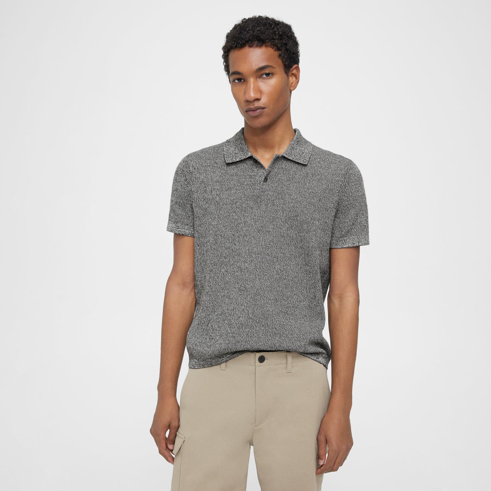 Theory Nare Polo Shirt In Cotton In Black/ivory