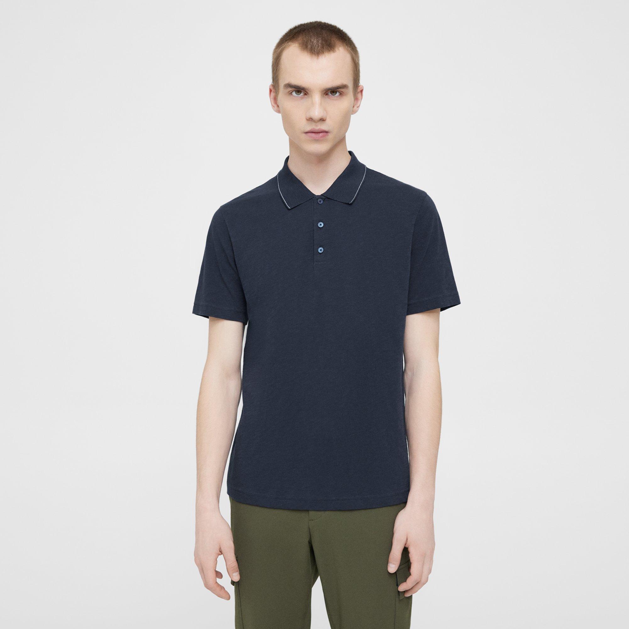 Theory Bron Polo Shirt In Slub Cotton In Eclipse