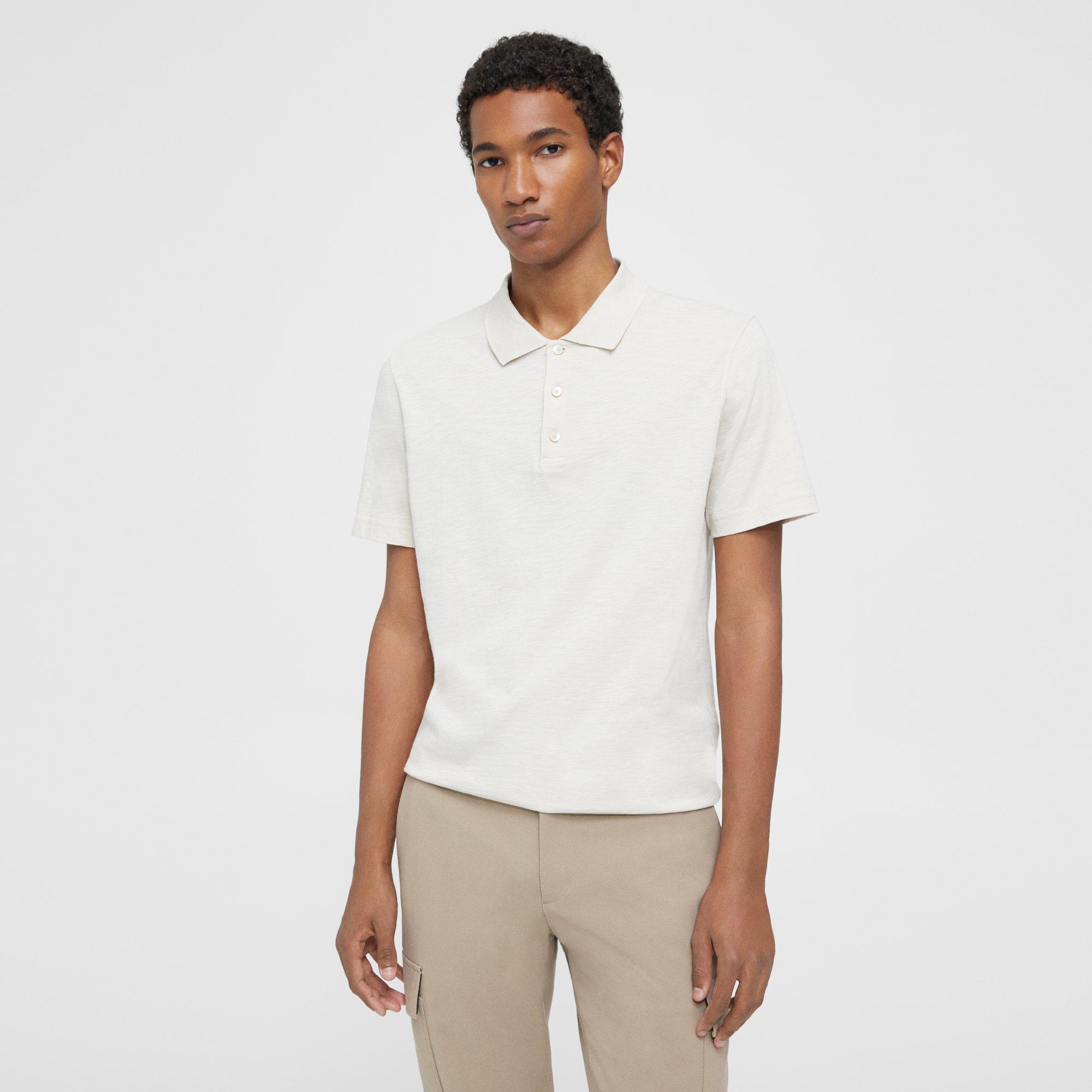 Theory Bron Polo Shirt In Slub Cotton In Sand