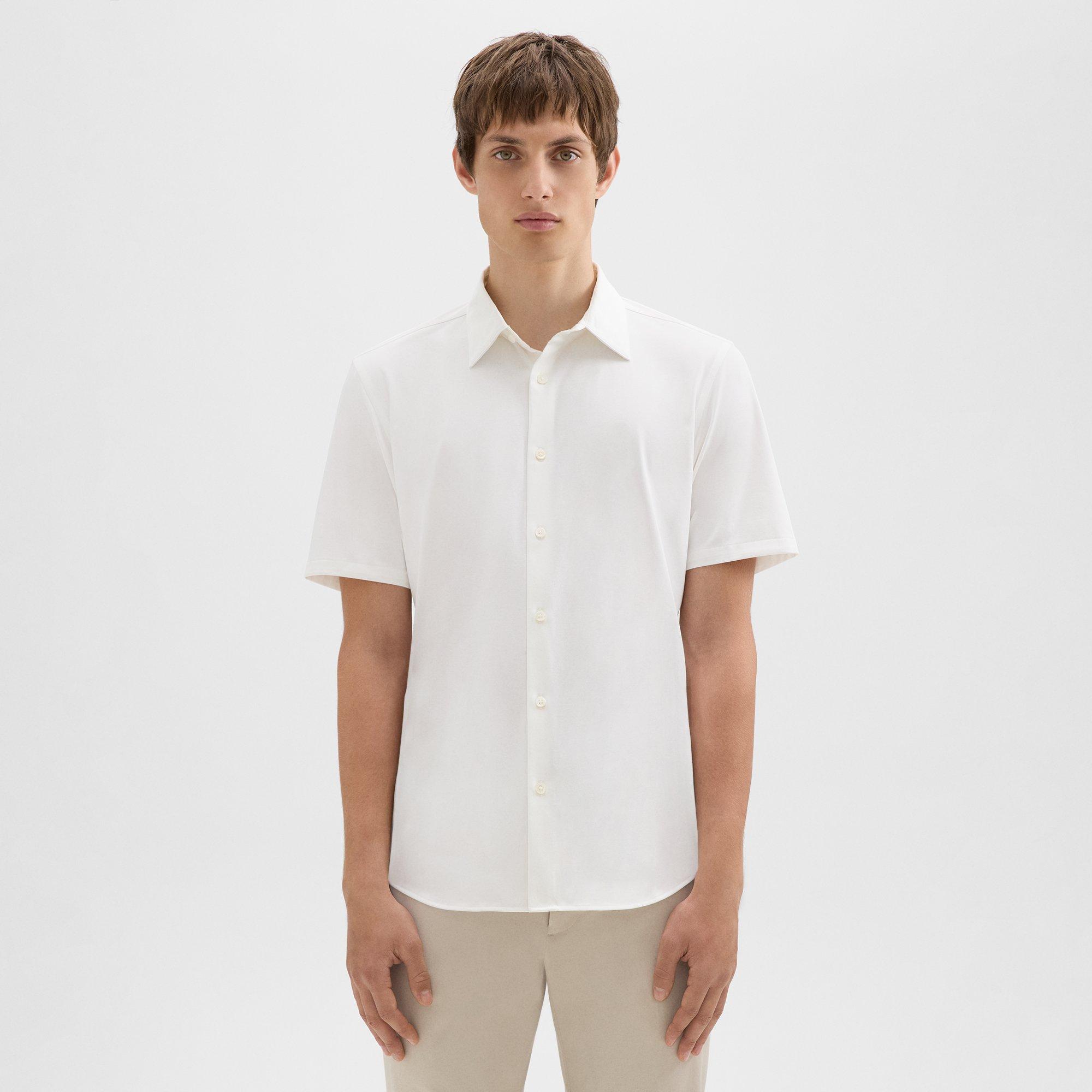 Shop Theory Irving Short-sleeve Shirt In Structure Knit In White