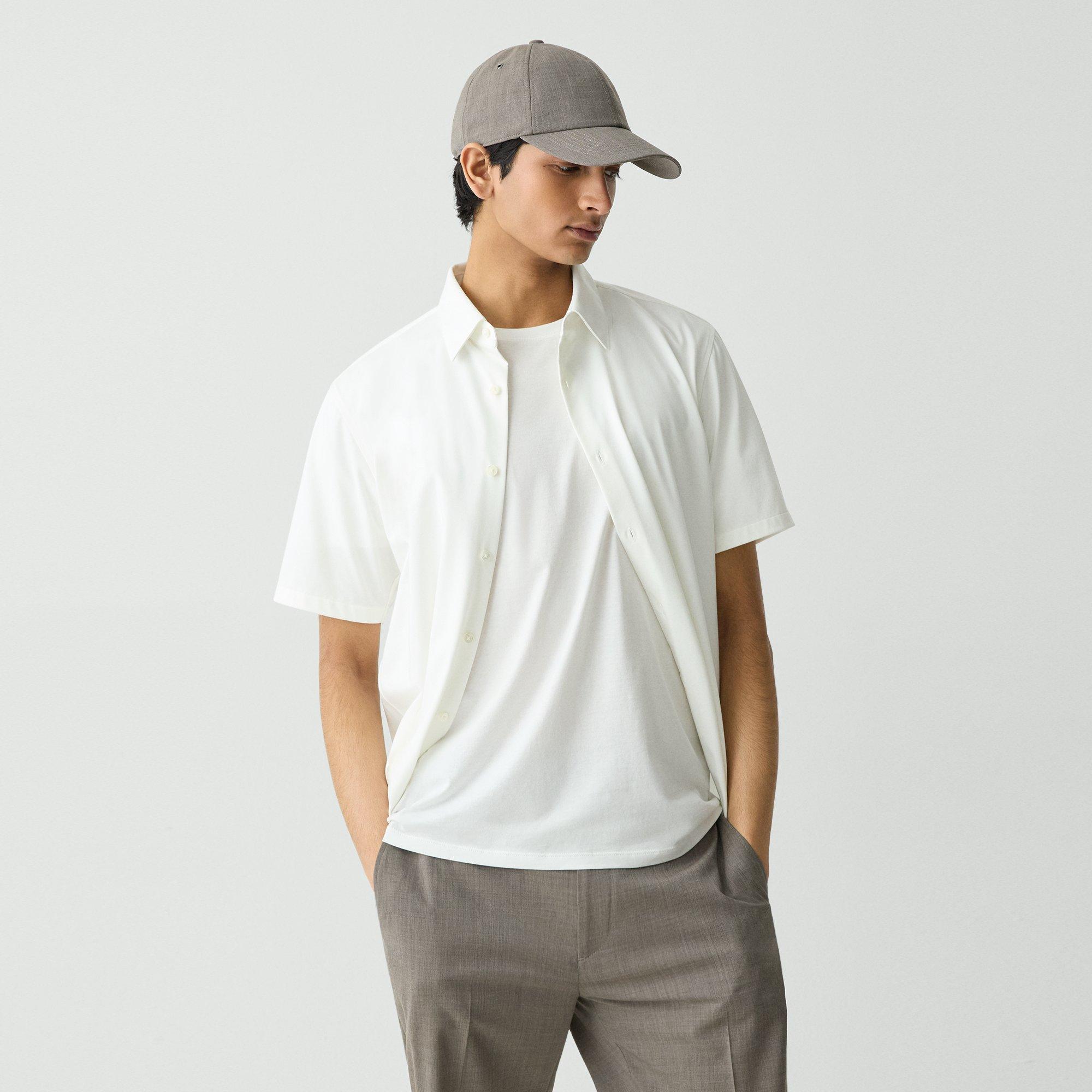 Shop Theory Irving Short-sleeve Shirt In Structure Knit In White