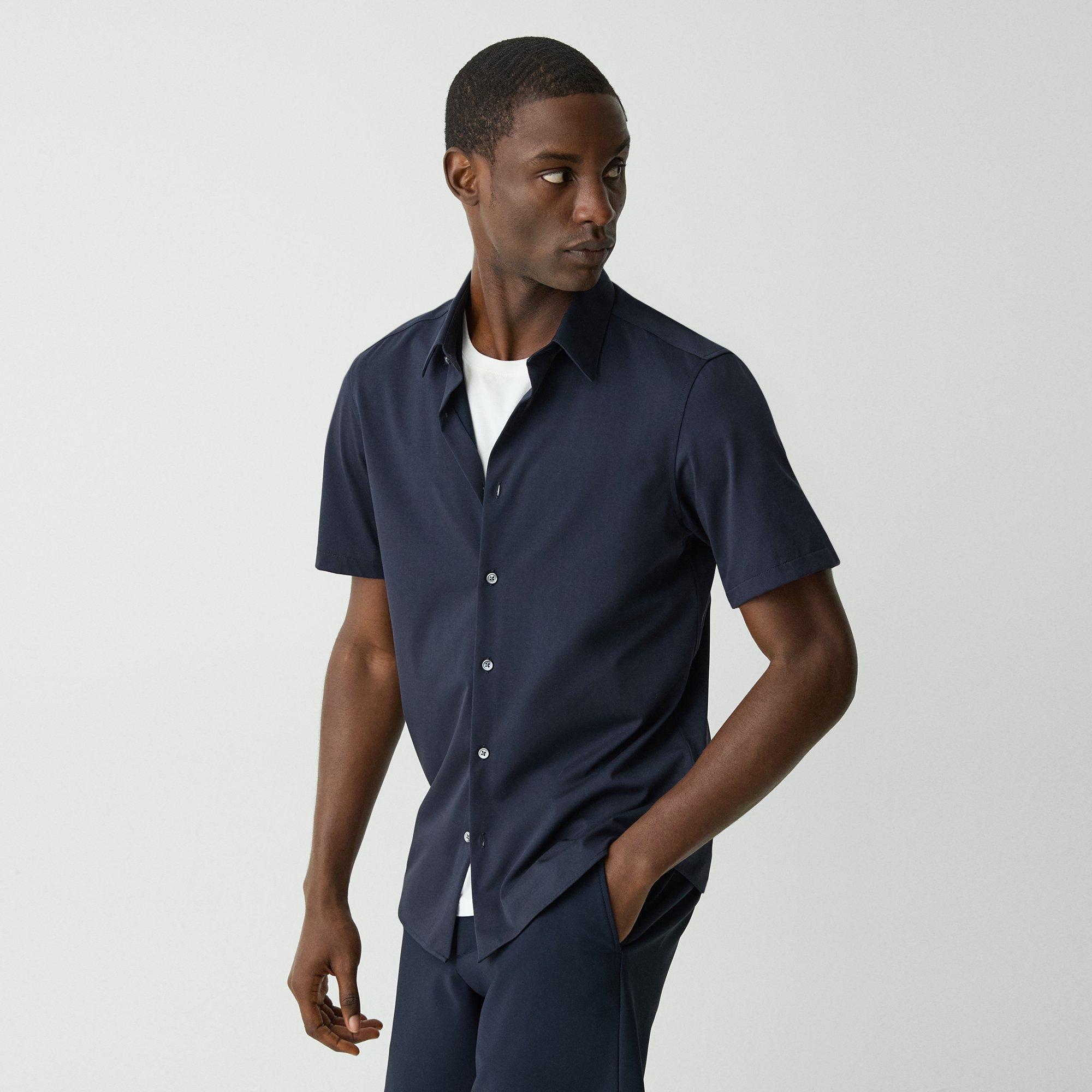 Theory Irving Short-sleeve Shirt In Structure Knit In Eclipse