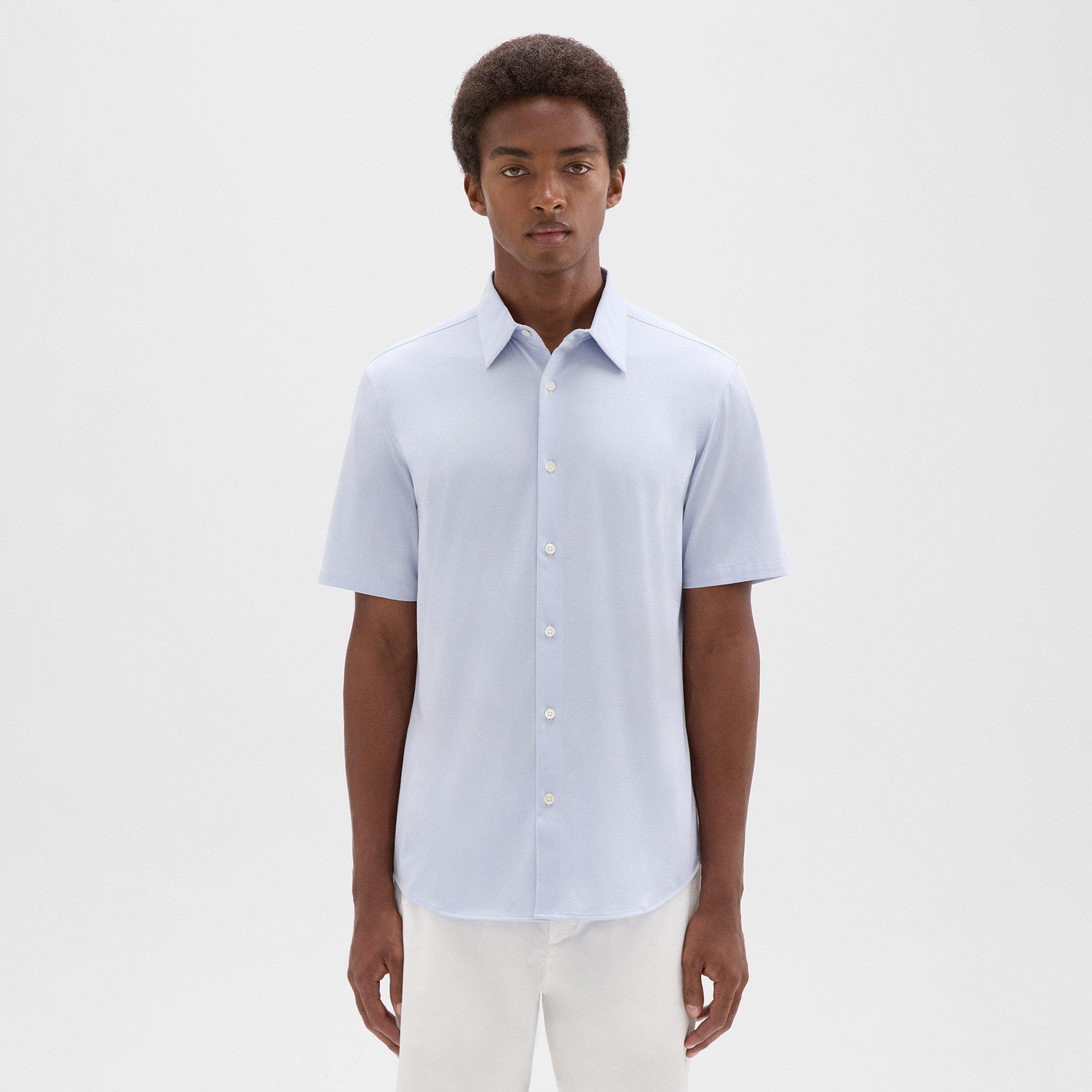 Theory Irving Short-sleeve Shirt In Structure Knit In Olympic