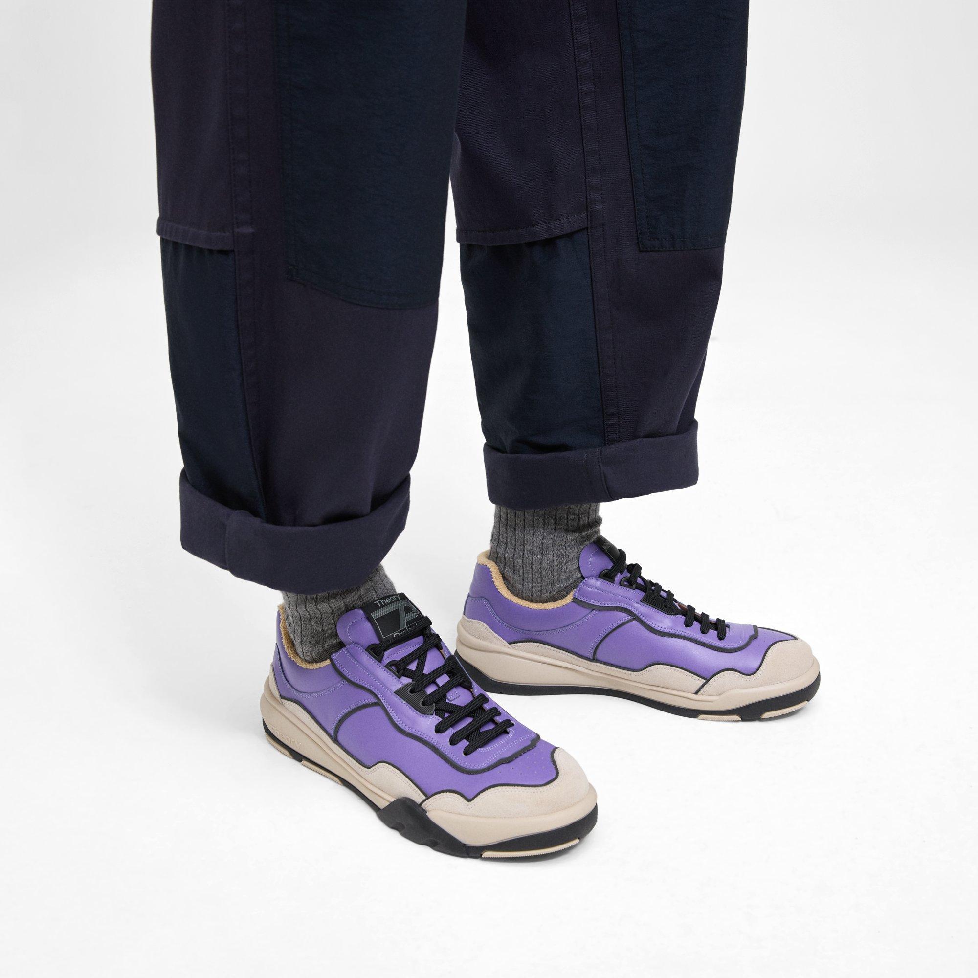 Theory Leather Sneaker In Lilac