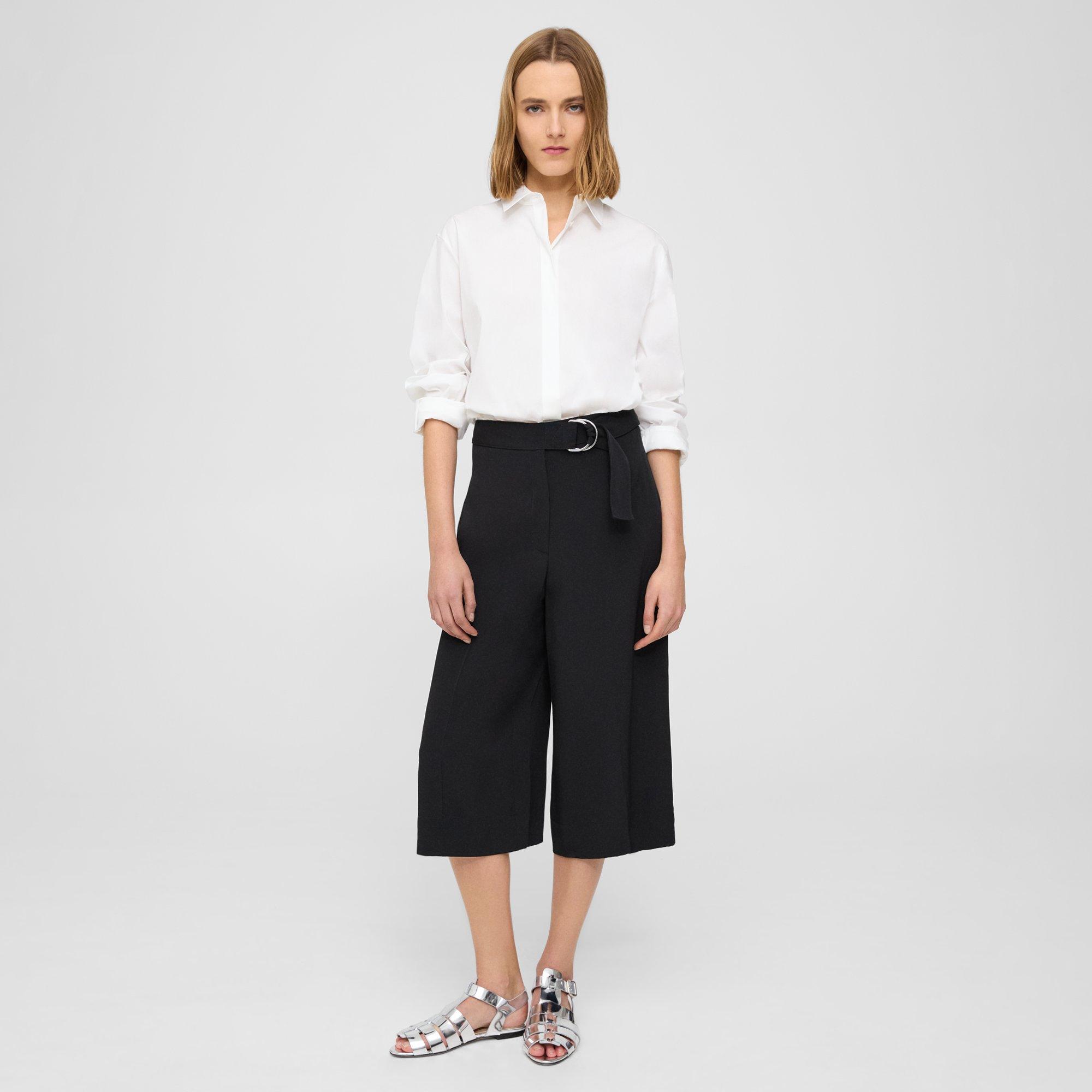 Theory Belted Culotte In Viscose In Black