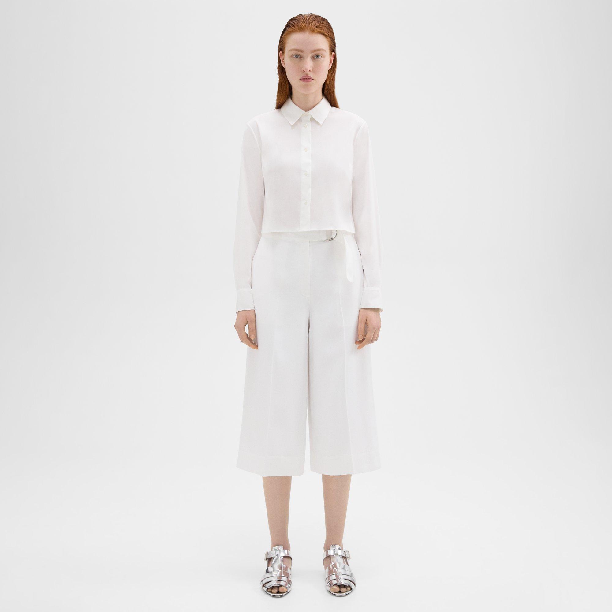 Theory Belted Culotte In Viscose In White