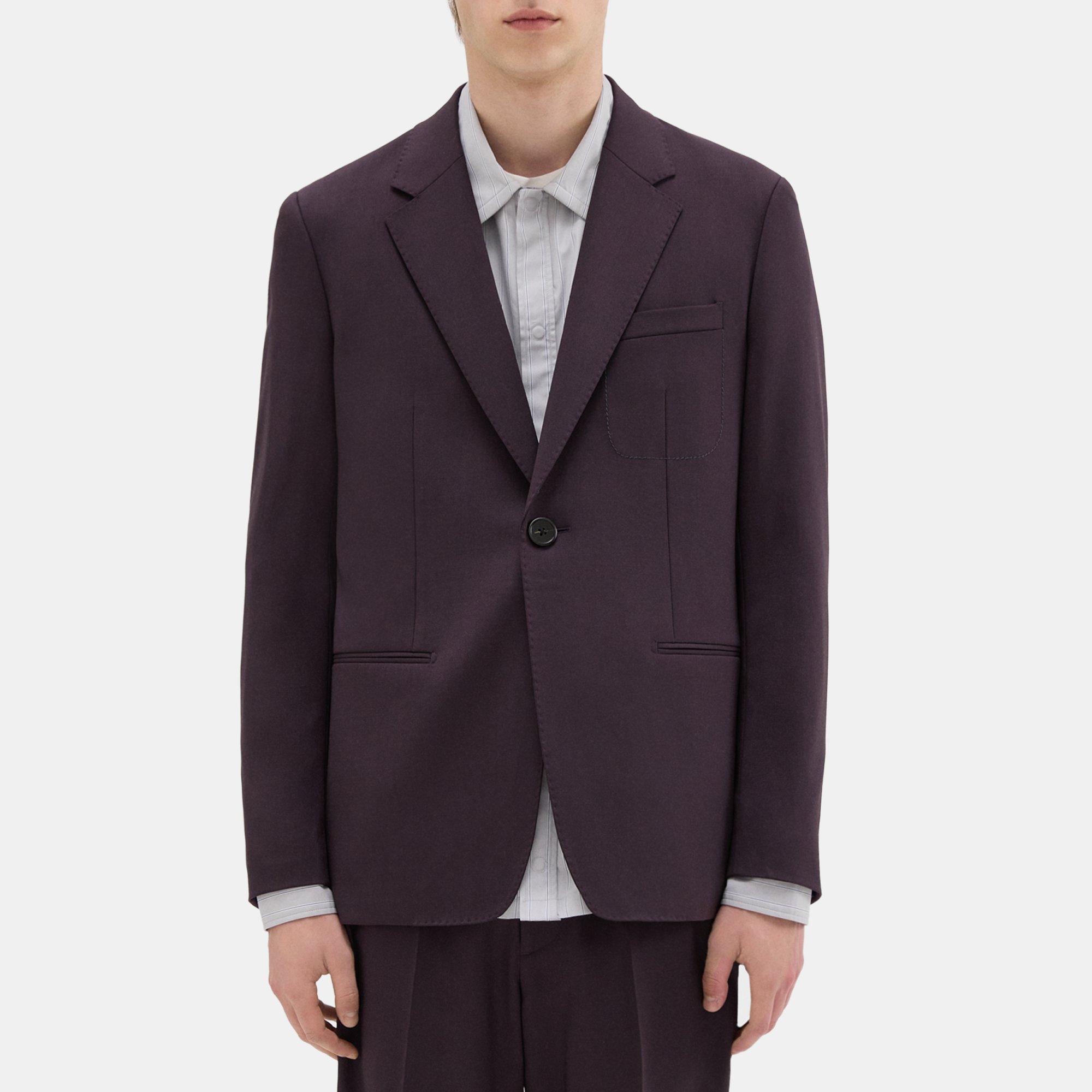 Theory Wool Gabardine Blazer In Aubergine