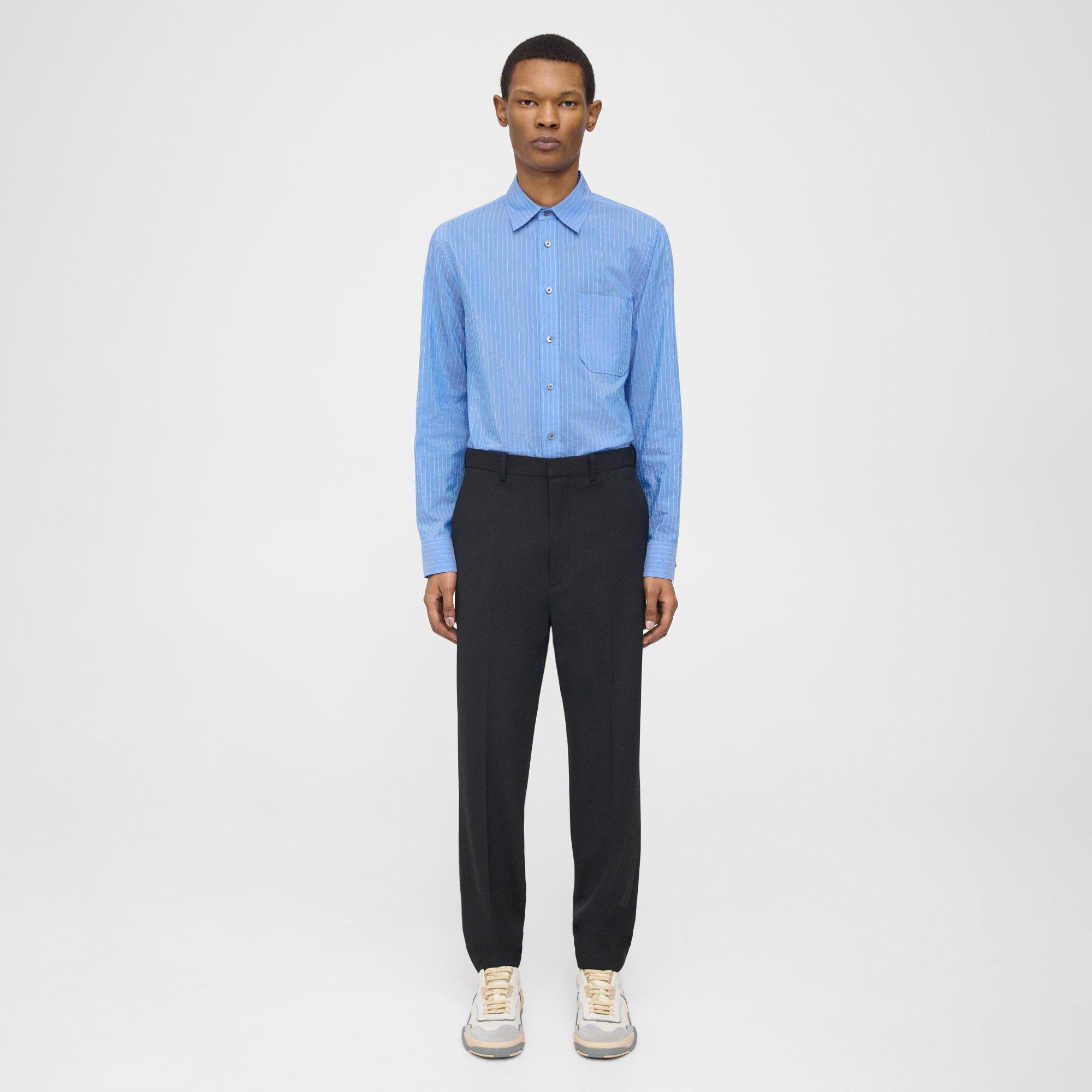 Theory Tapered Pant In Wool Gabardine In Black