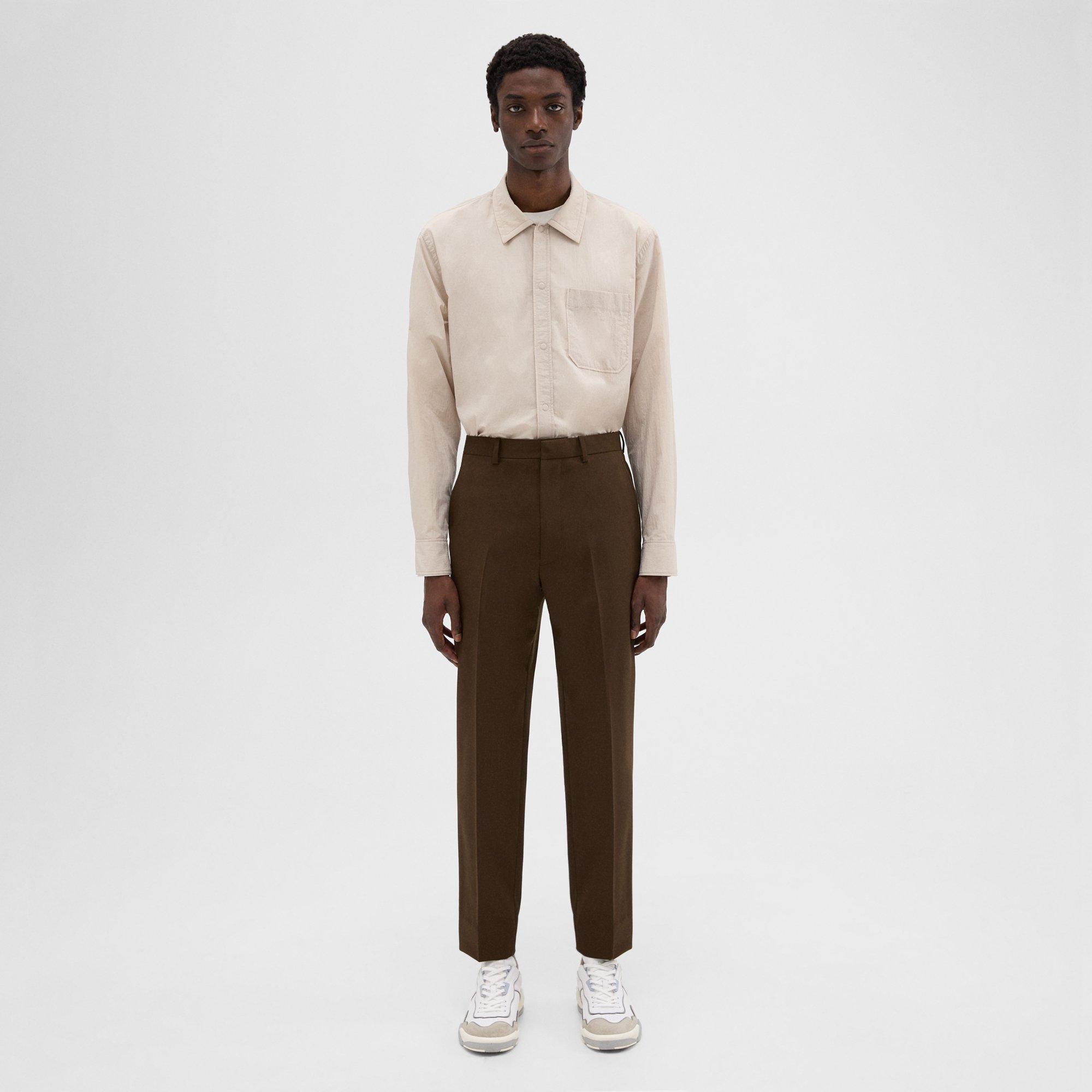 Theory Tapered Wool Gabardine Pant In Brown