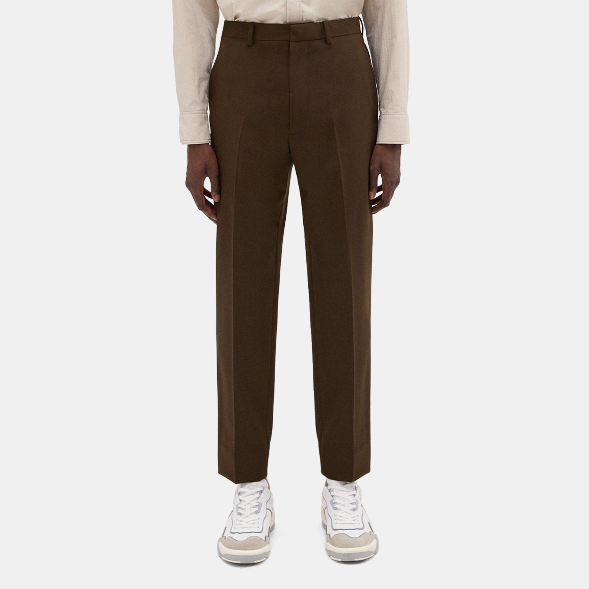 Theory Tapered Wool Gabardine Pant In Brown