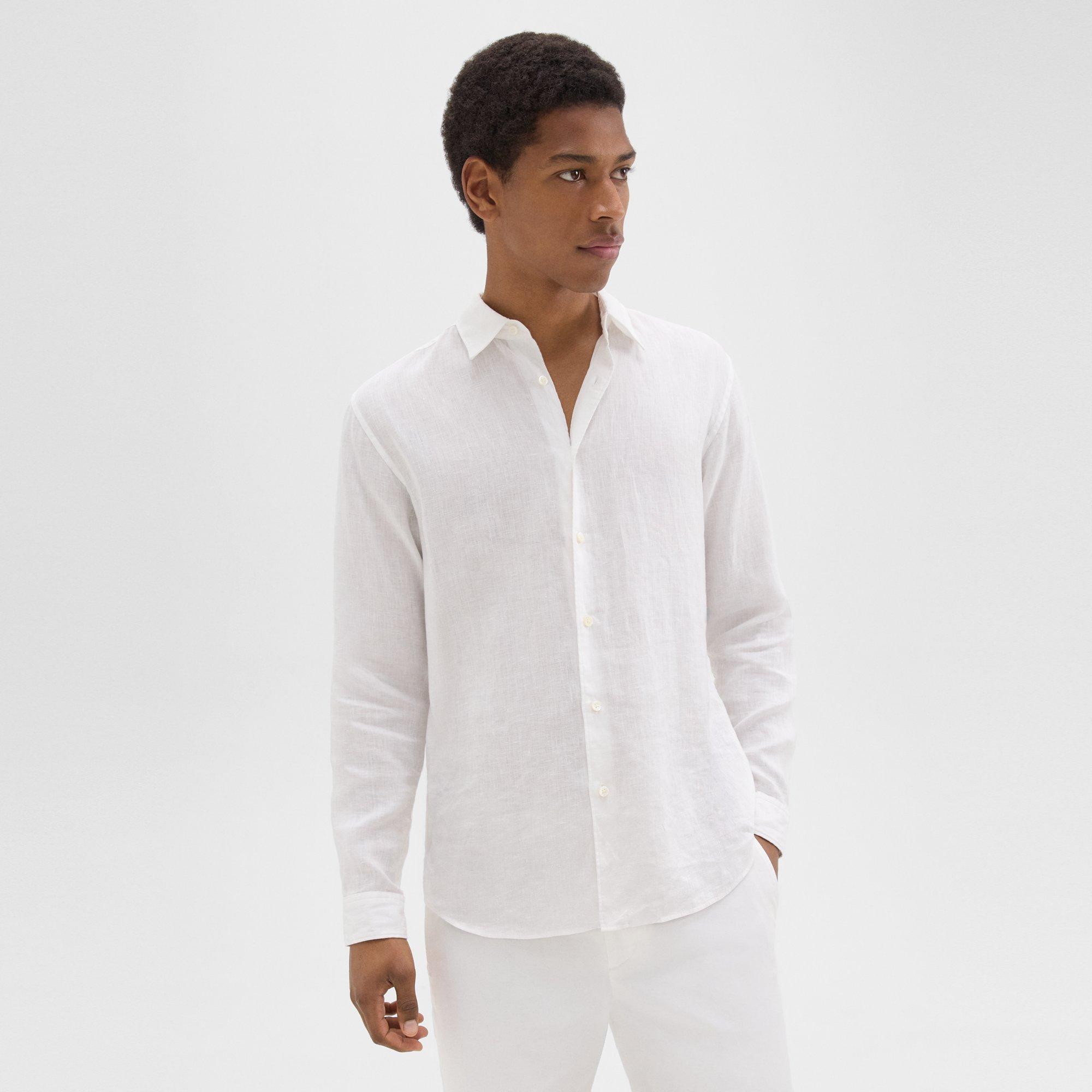 Shop Theory Irving Shirt In Relaxed Linen In White