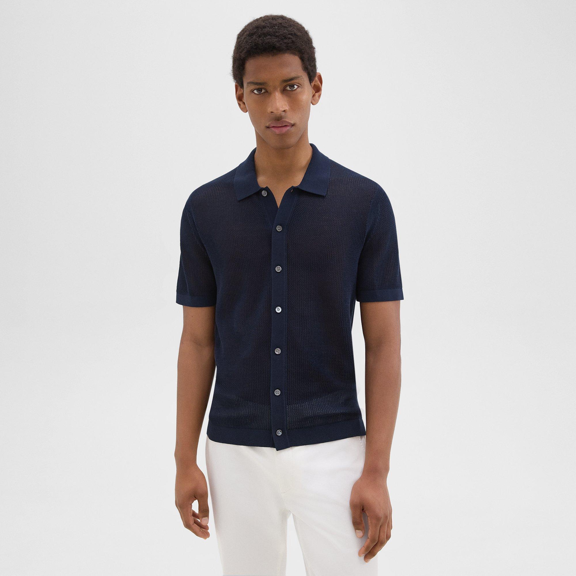 Theory Irving Short Sleeve Button-up Shirt In Baltic