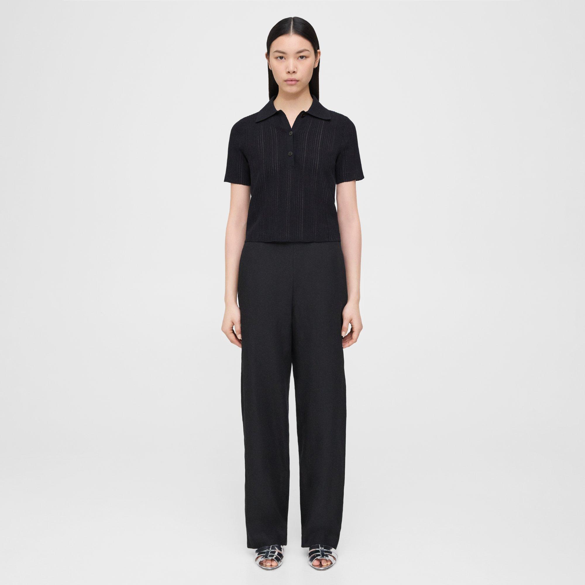 THEORY STRAIGHT PULL-ON PANT IN GALENA LINEN