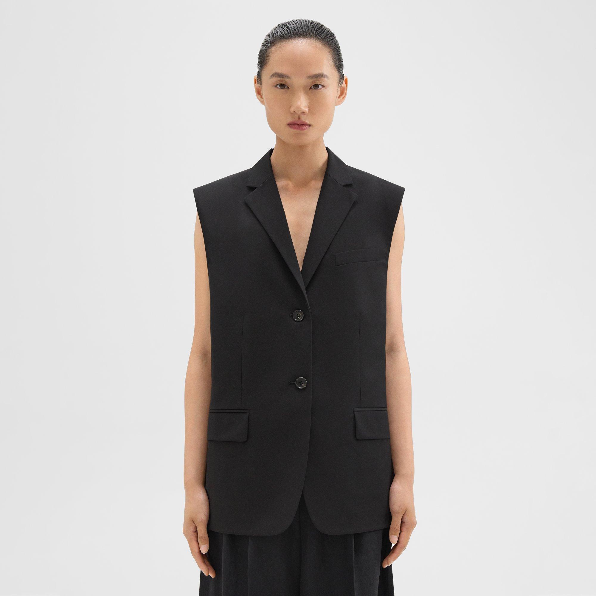Theory Oversized Vest In Cotton In Black