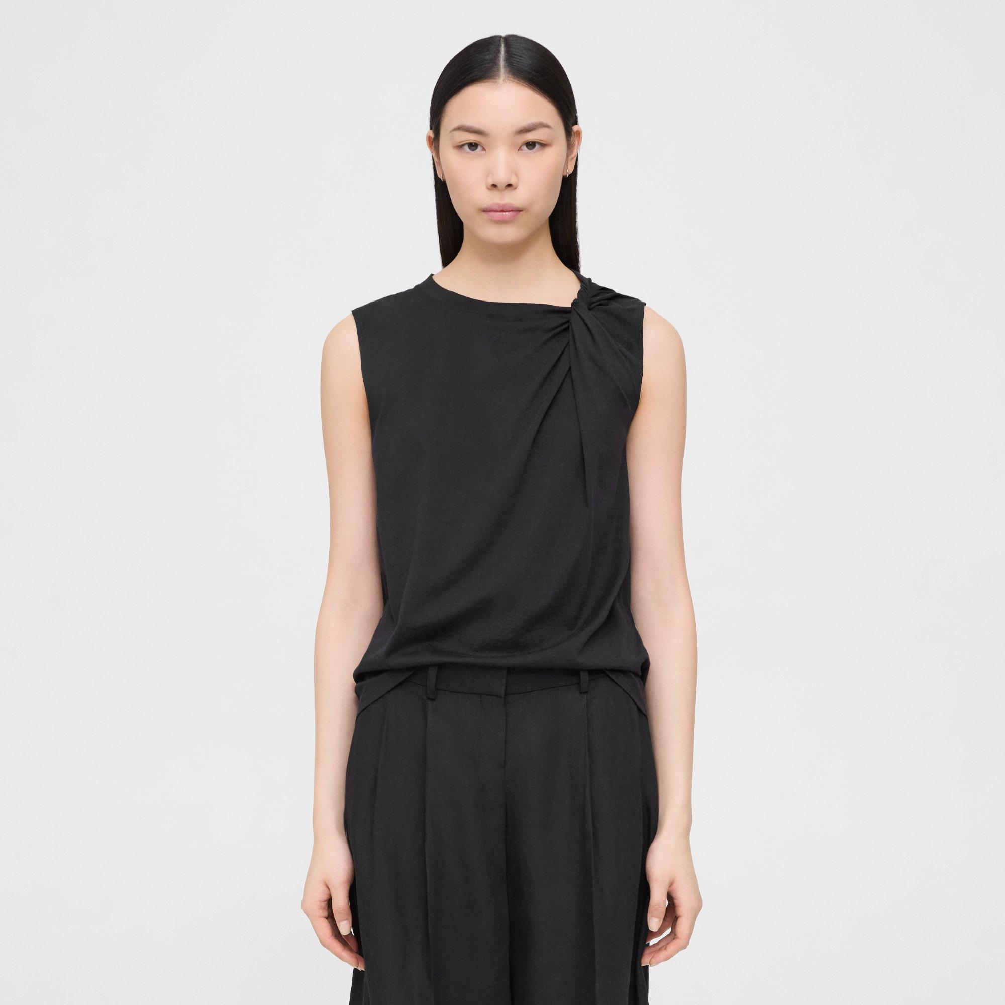 Theory Twisted Tank Top In Organic Cotton In Black