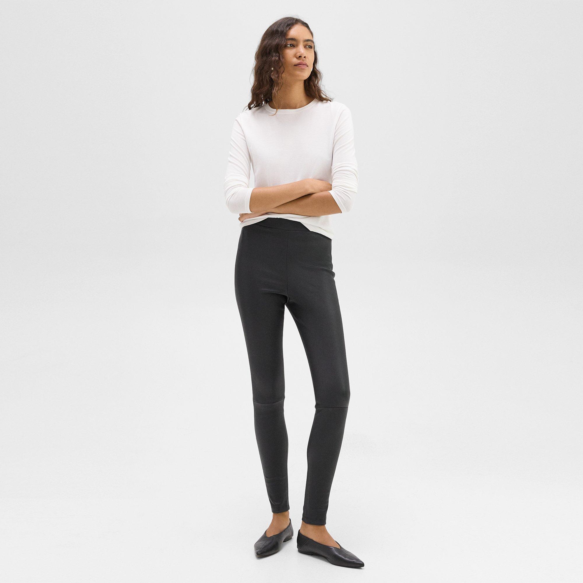Theory High-waist Legging In Leather In Black