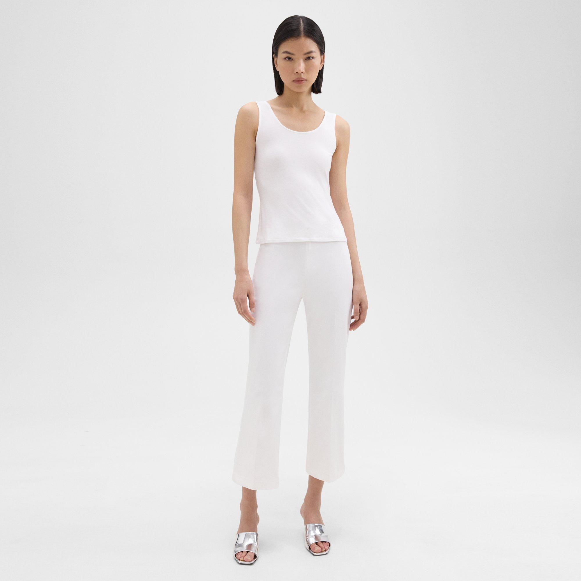 Theory Cropped Kick Pant In Stretch Cotton-blend In White