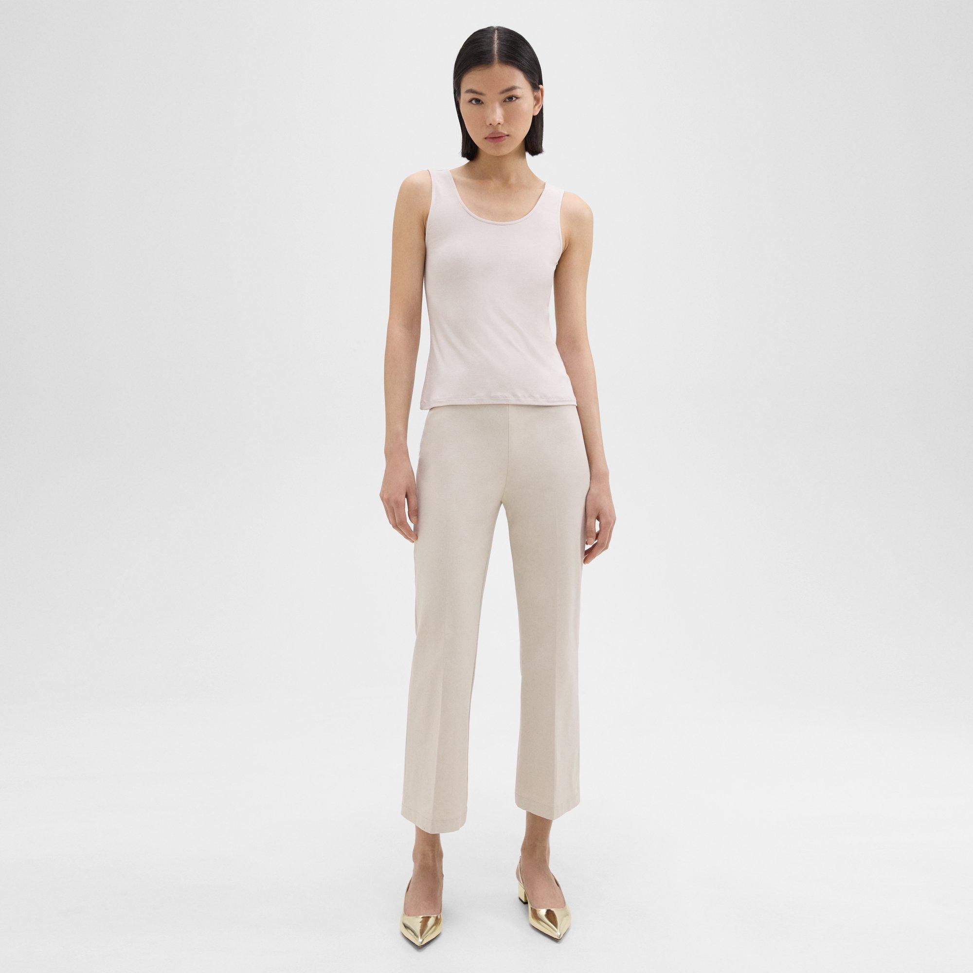 Theory Cropped Kick Pant In Stretch Cotton-blend In New Sand