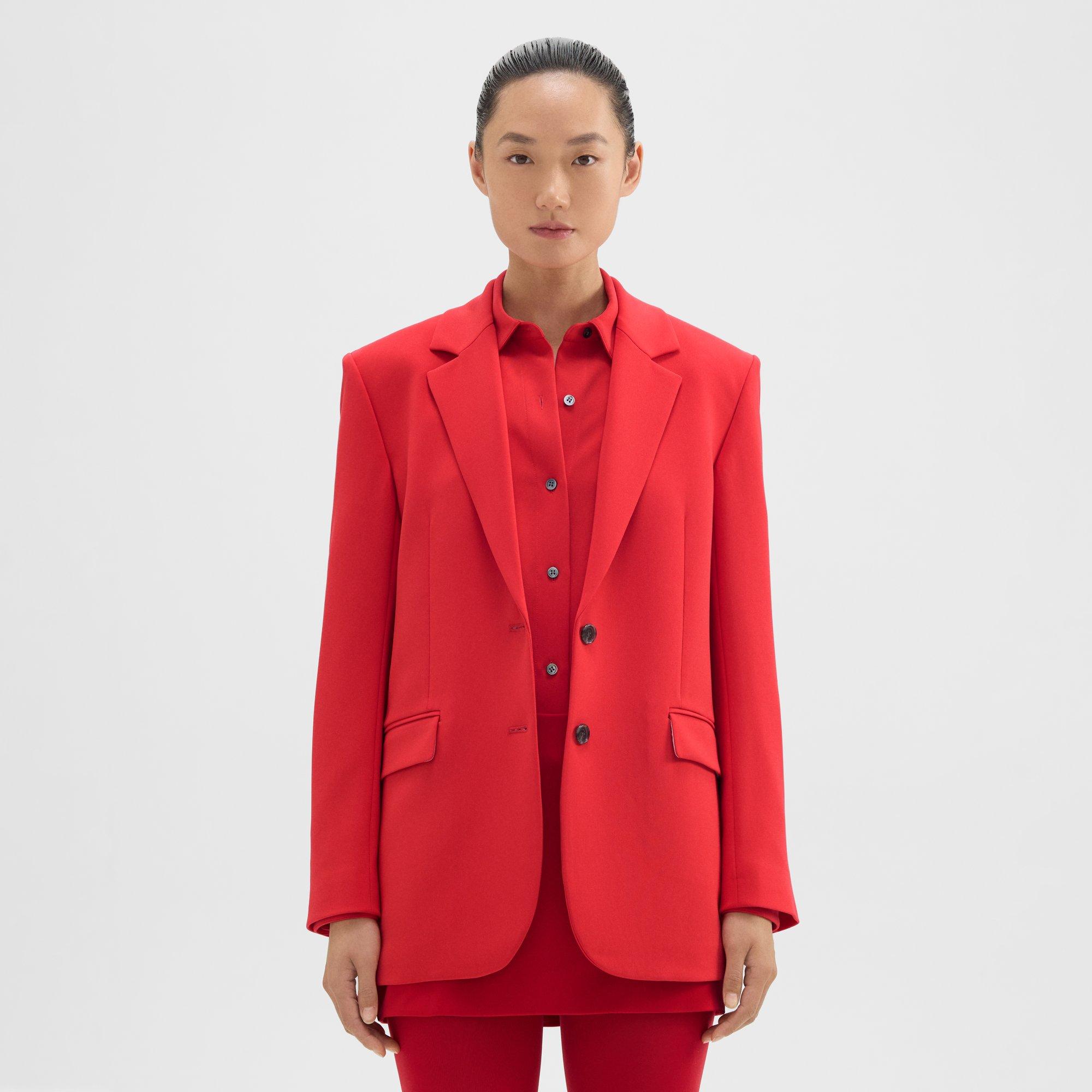 Theory Crepe Slim Blazer In Geranium