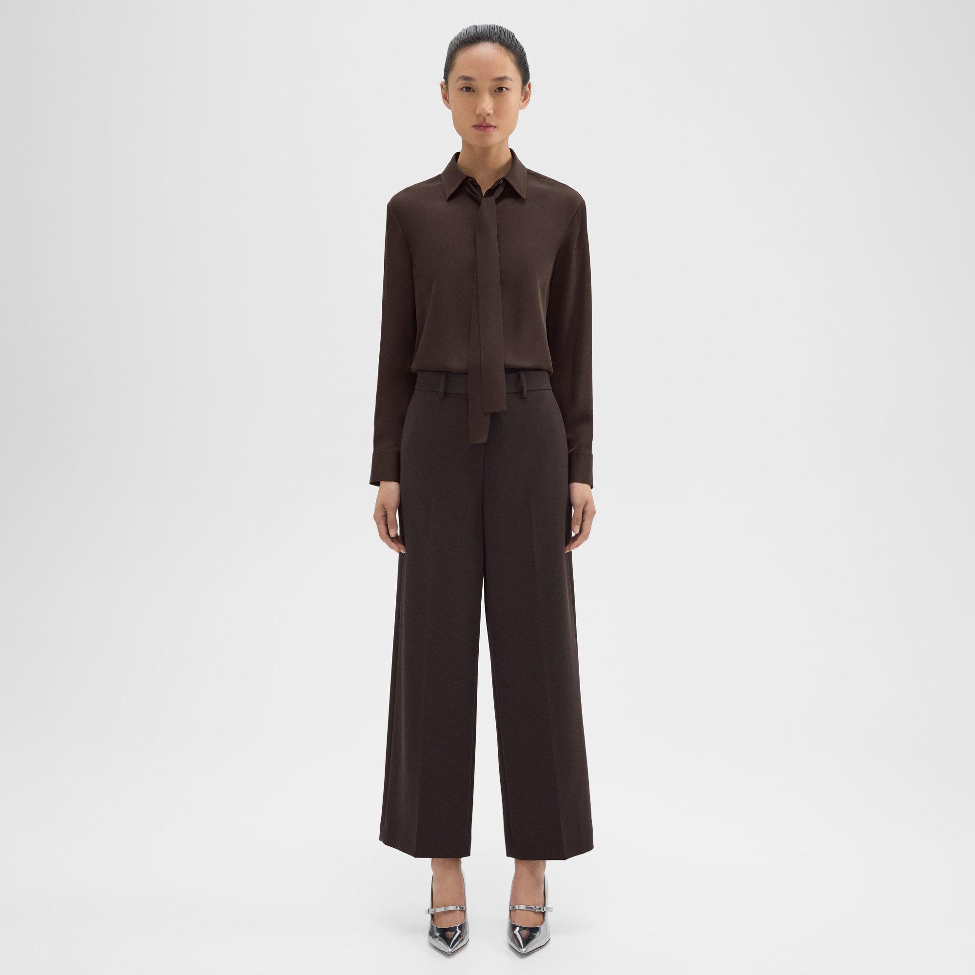 Theory Relaxed Straight Pant In Admiral Crepe In Mink