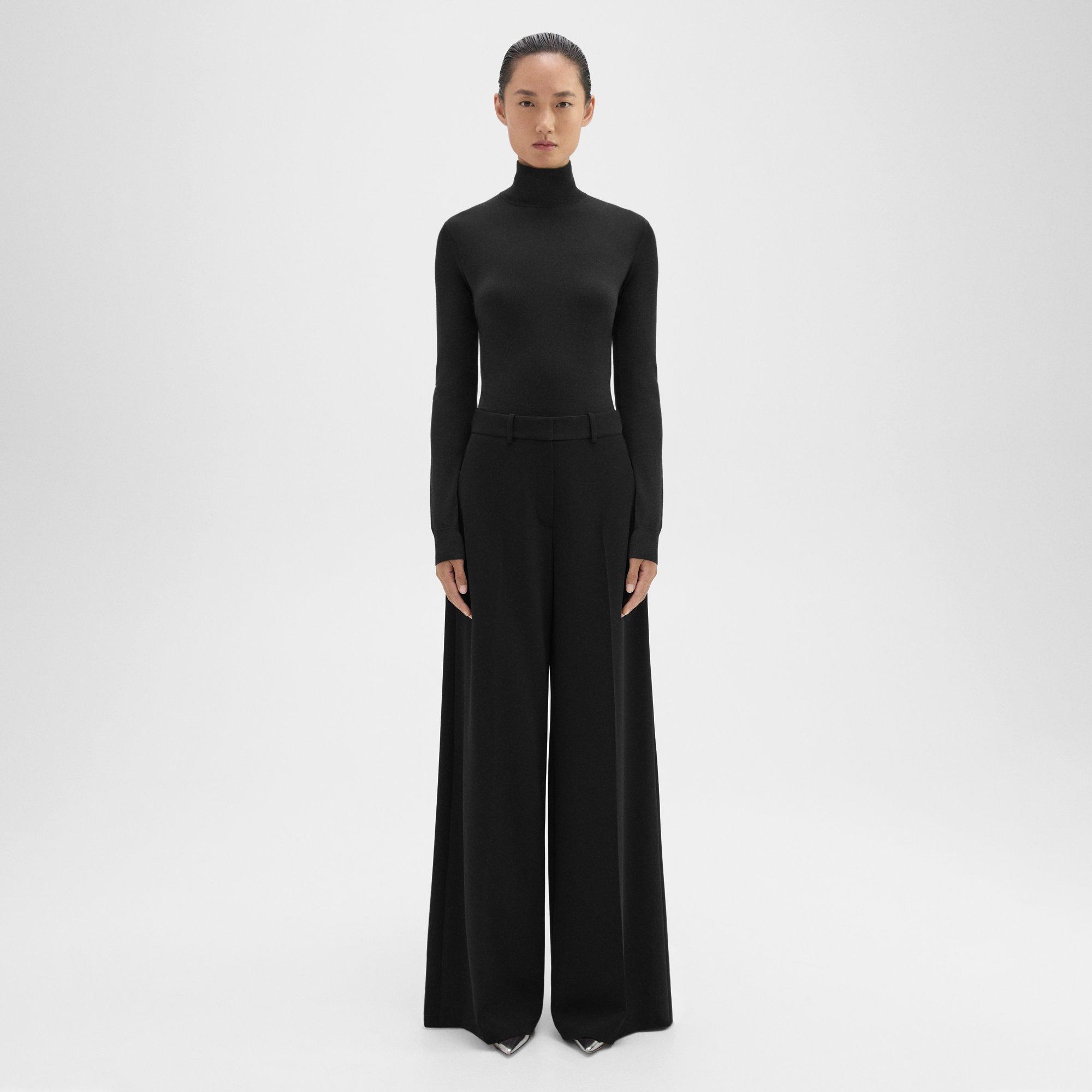 THEORY HIGH-WAIST WIDE-LEG PANT IN ADMIRAL CREPE