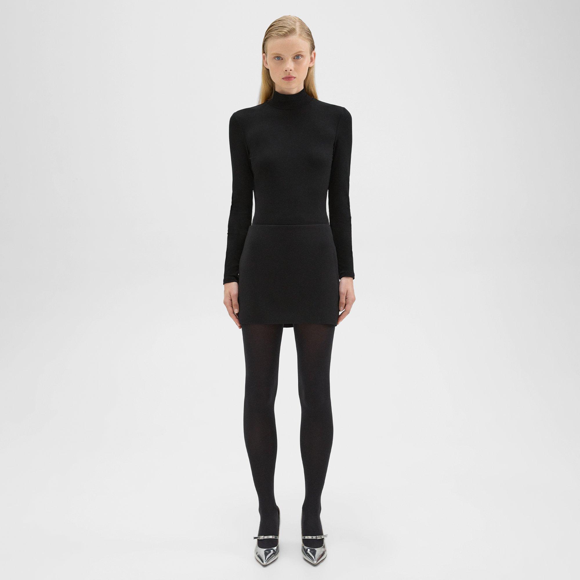 Theory Mini Skirt In Admiral Crepe In Black