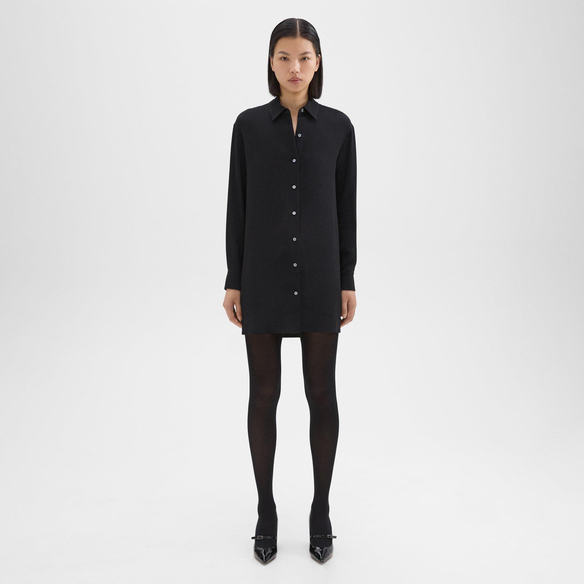Theory Button-up Tunic In Crepe In Black