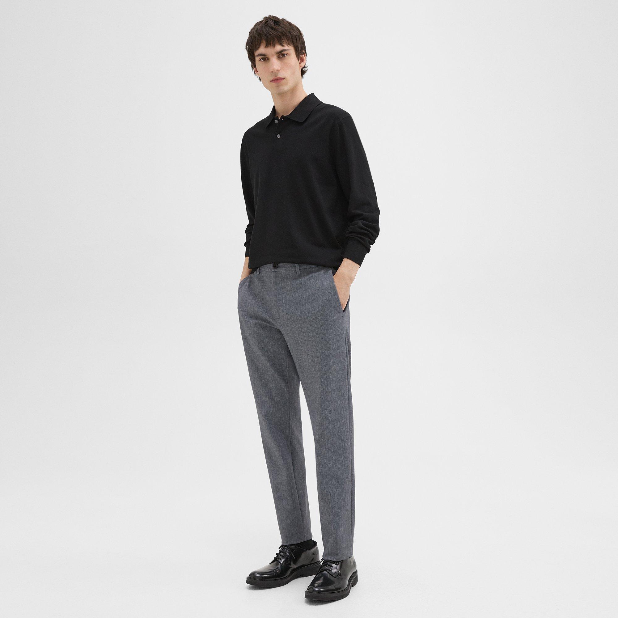 Theory Zaine Pant In Herringbone Precision Ponte In Grey Melange