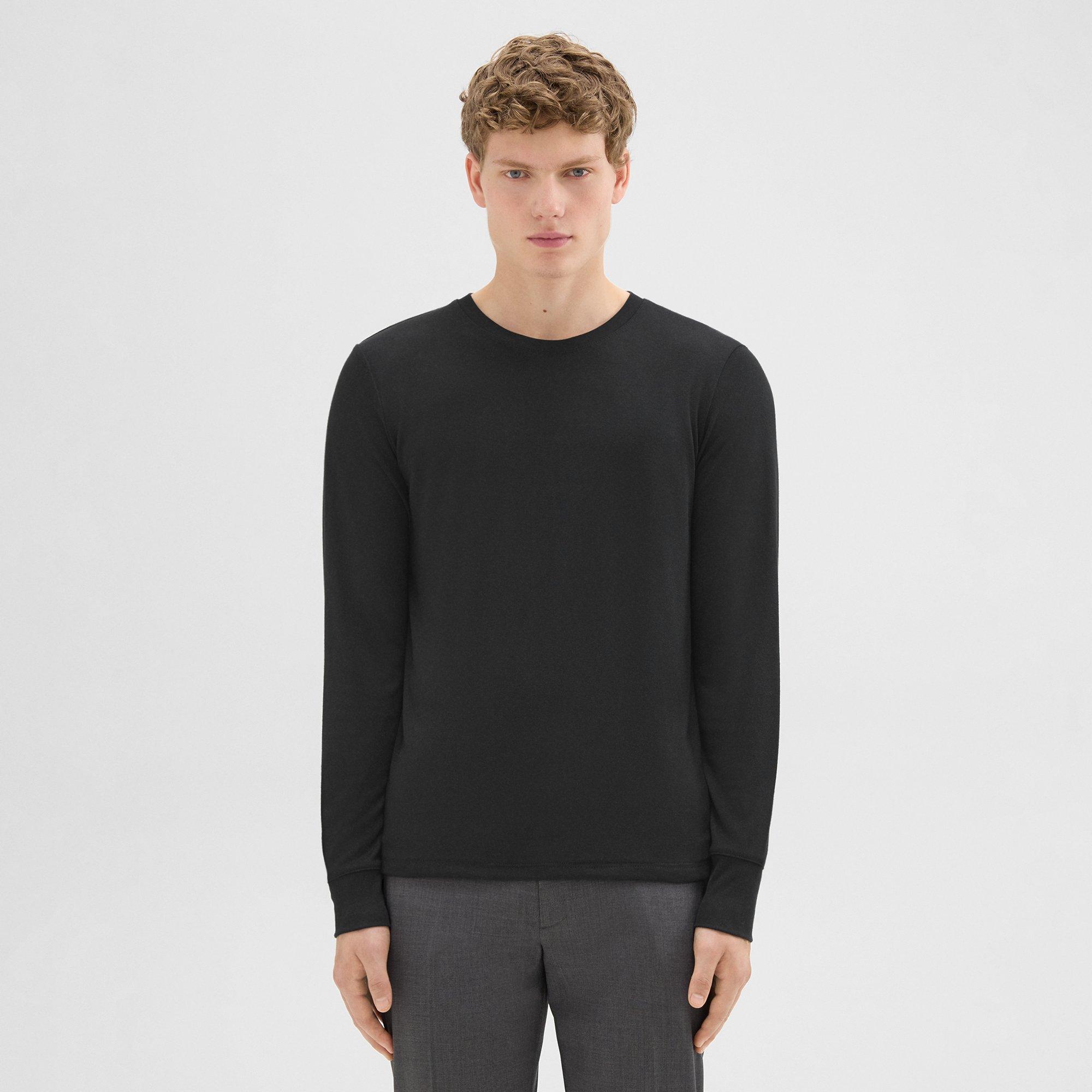 Theory Essential Long-sleeve Tee In Anemone Modal Jersey In Black