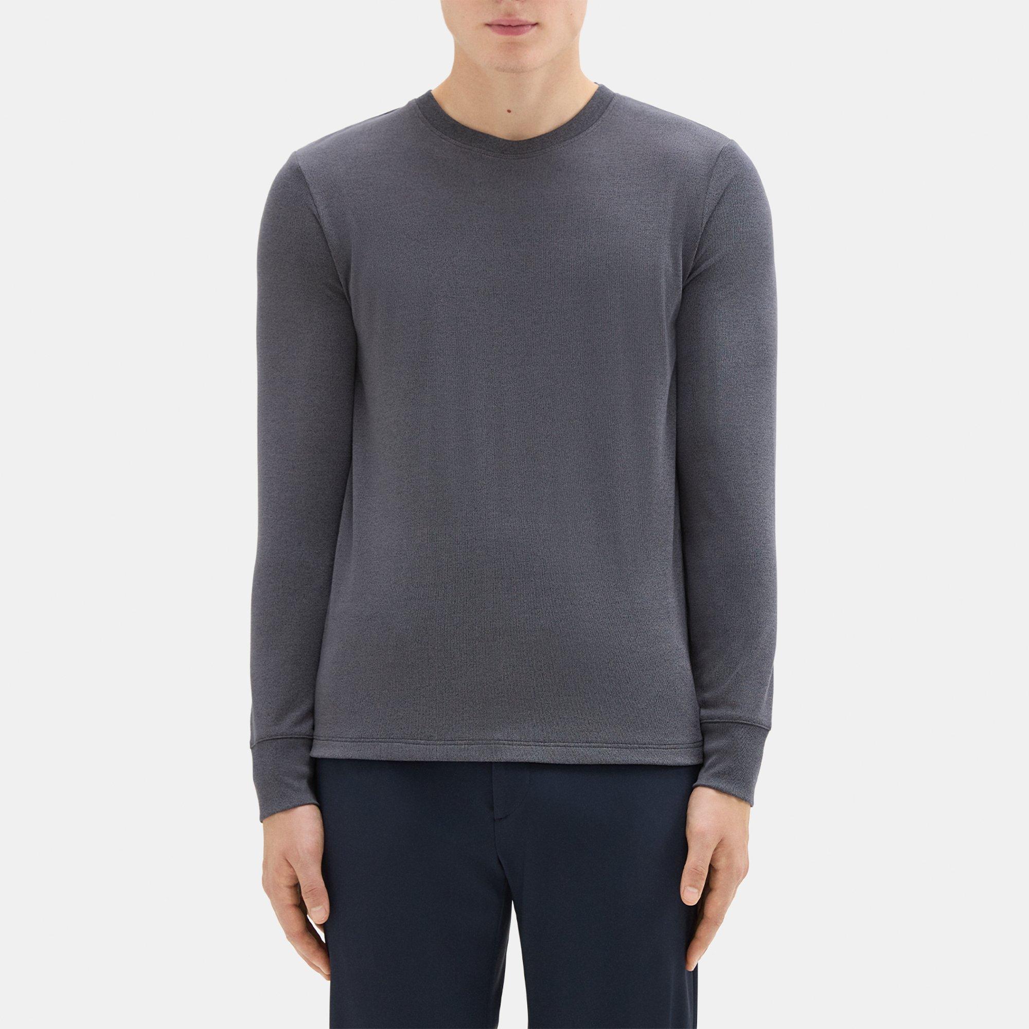 Theory Essential Long-sleeve Tee In Anemone Modal Jersey In Pestle Melange