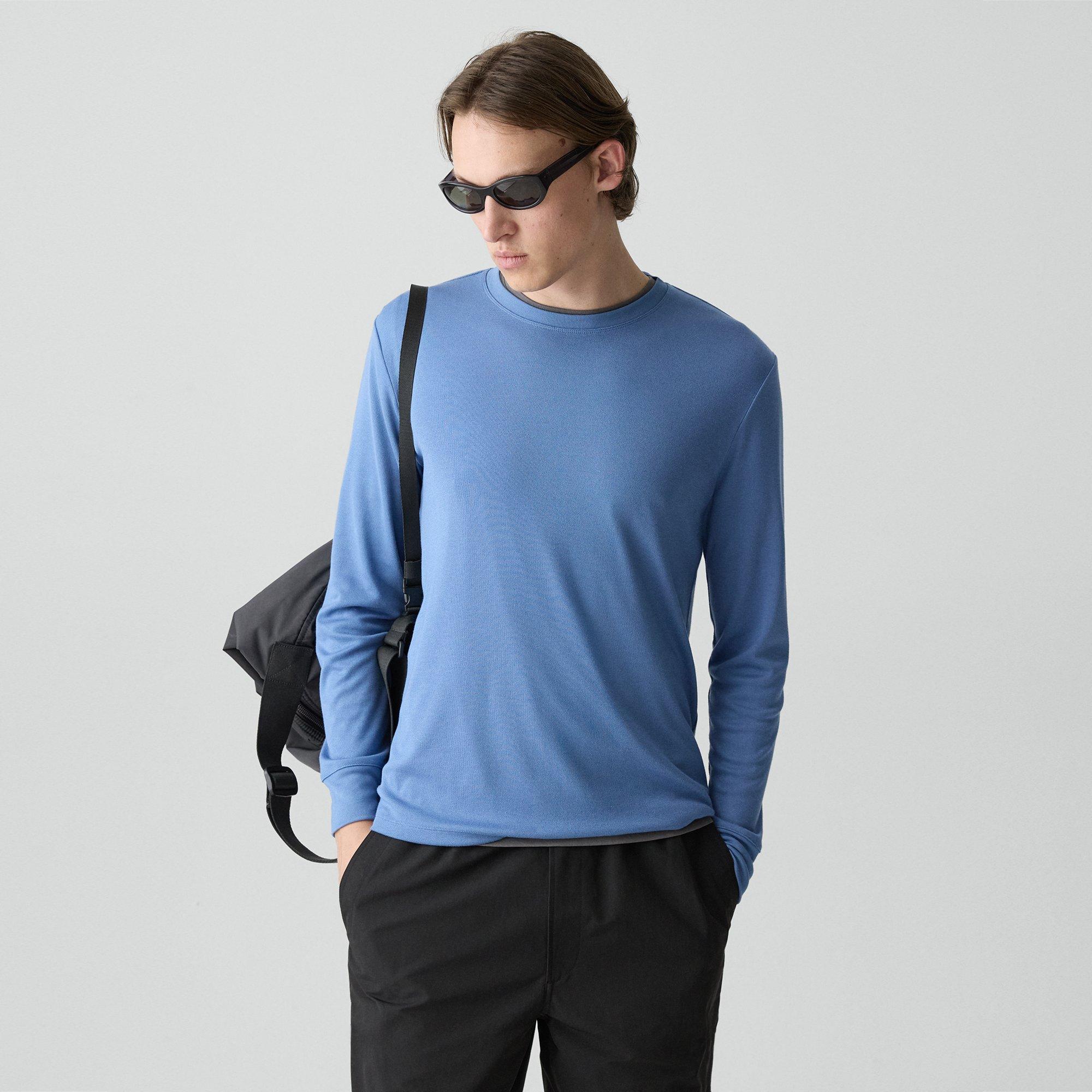 Theory Essential Long-sleeve Tee In Anemone Modal Jersey In Blue