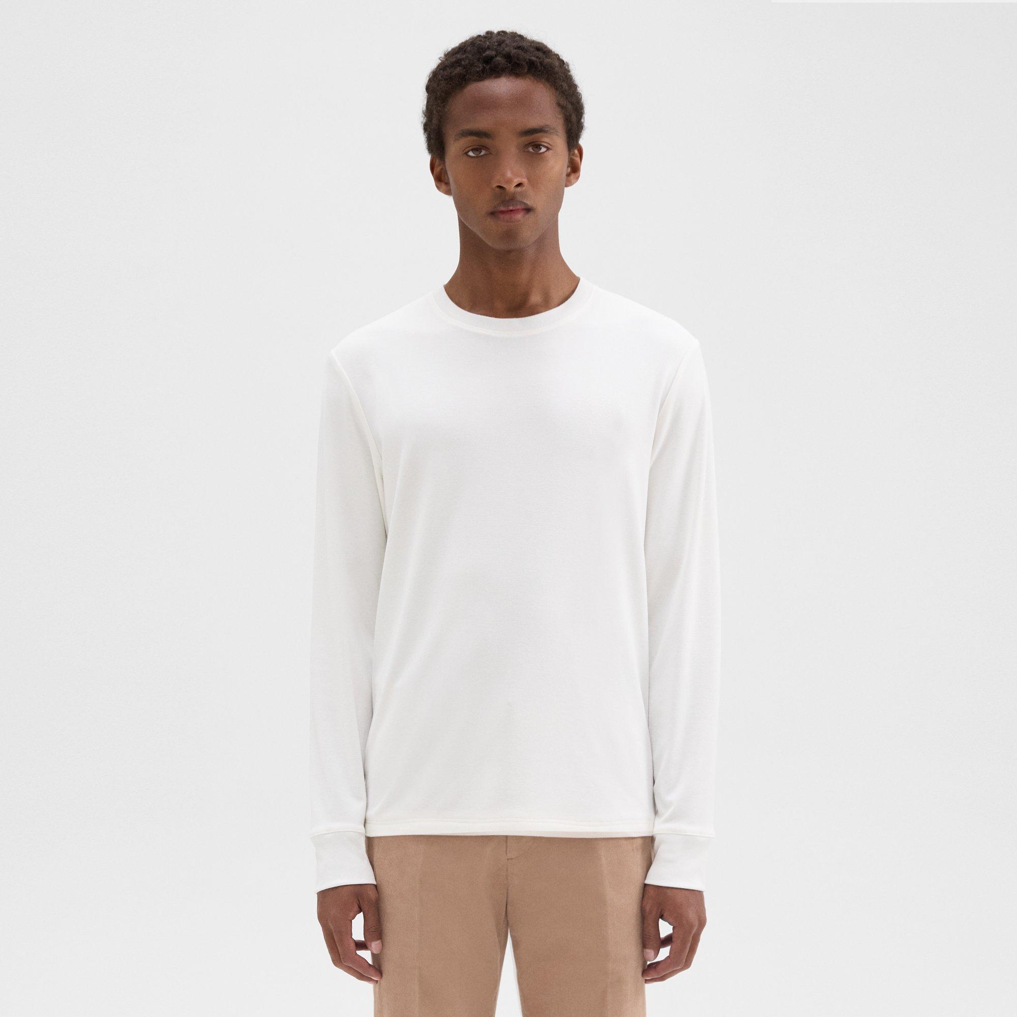 Theory Essential Long-sleeve Tee In Anemone Modal Jersey In Ivory