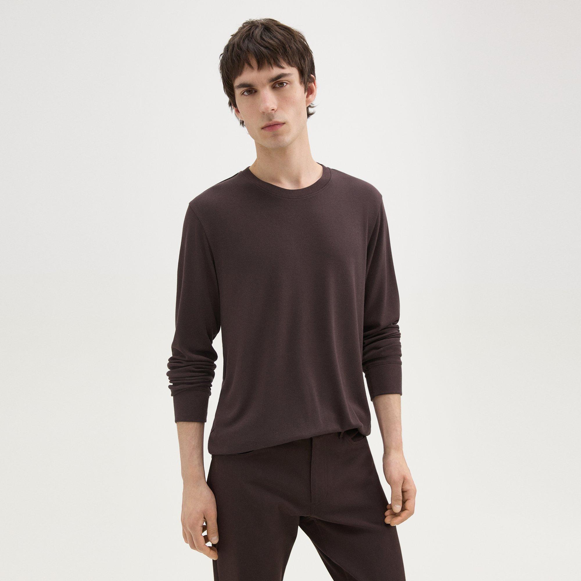 Theory Essential Long-sleeve Tee In Anemone Modal Jersey In Hickory