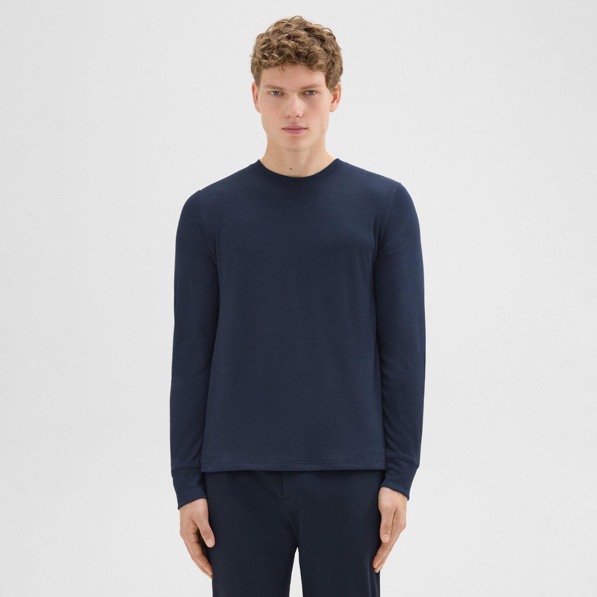 Theory Essential Long-sleeve Tee In Anemone Modal Jersey In Baltic