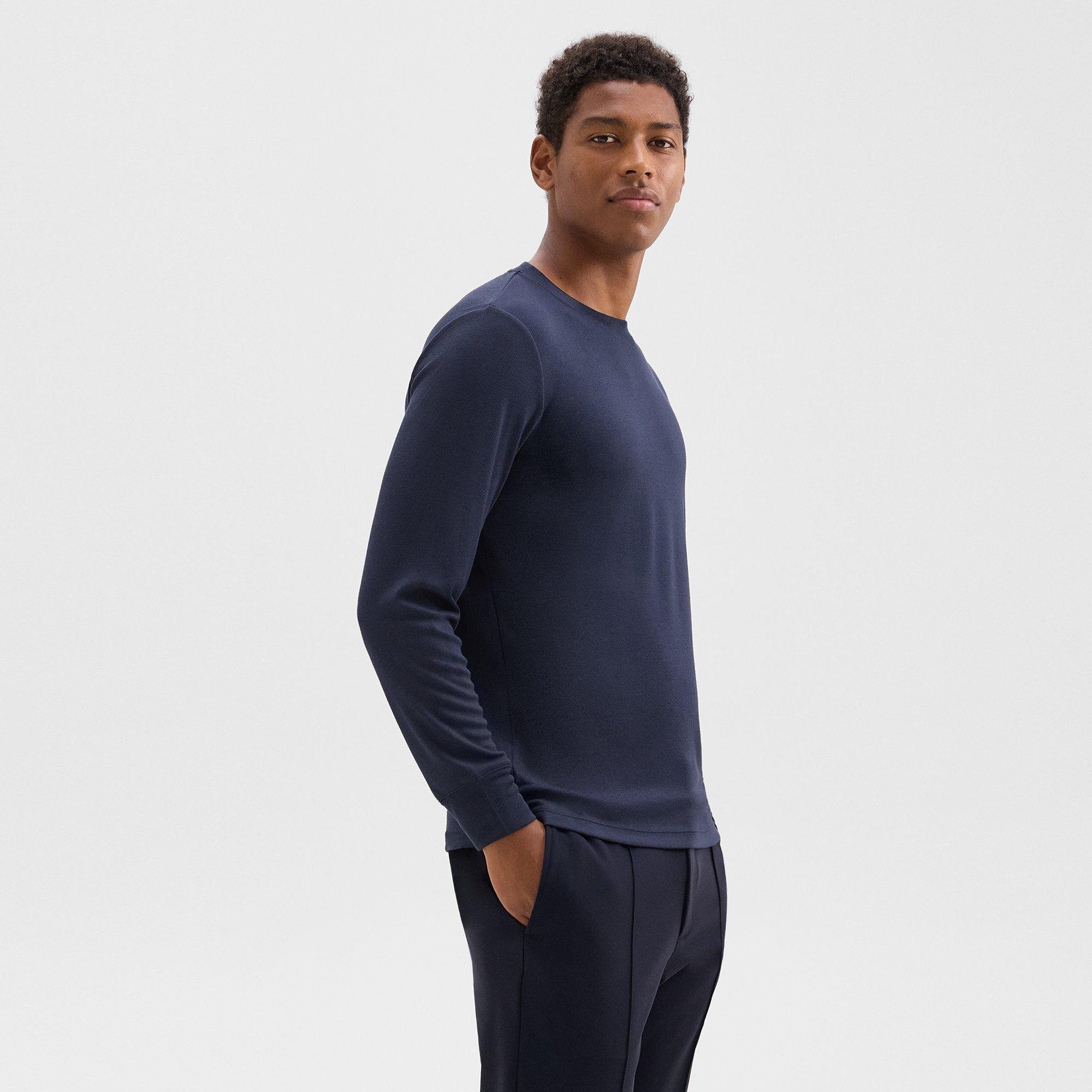 Theory Essential Long-sleeve Tee In Anemone Modal Jersey In Baltic