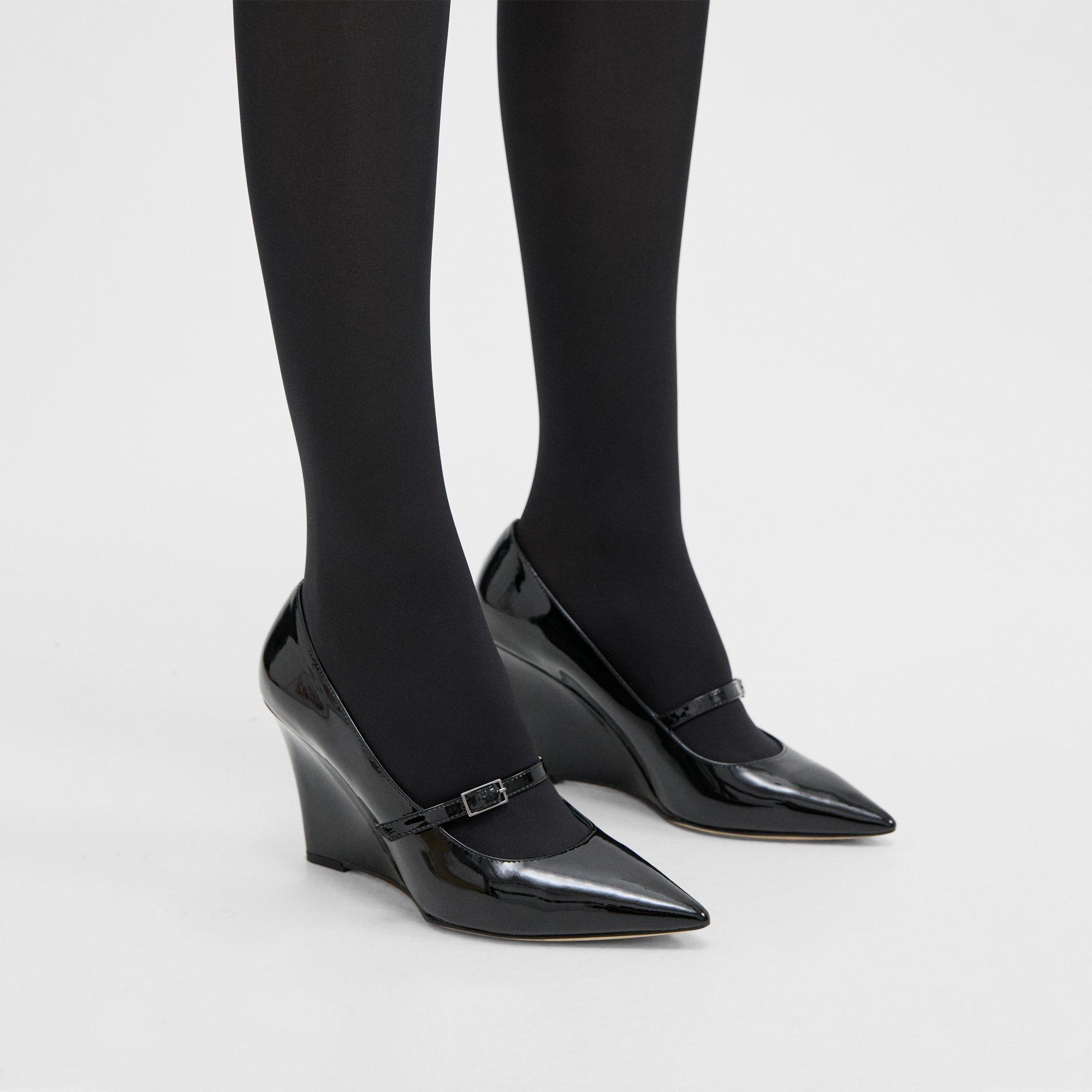 Theory Mary Jane Wedge In Patent Leather In Black