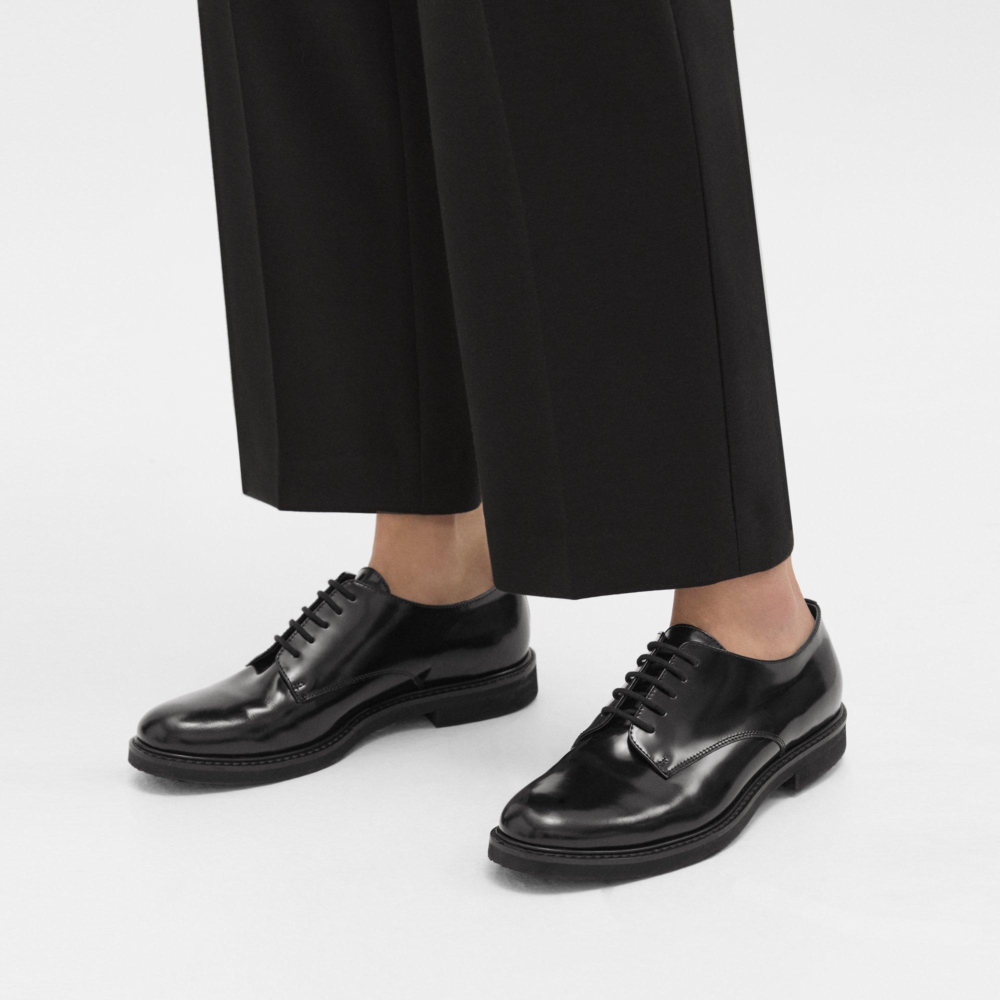 Theory Oxford Shoe In Leather In Black