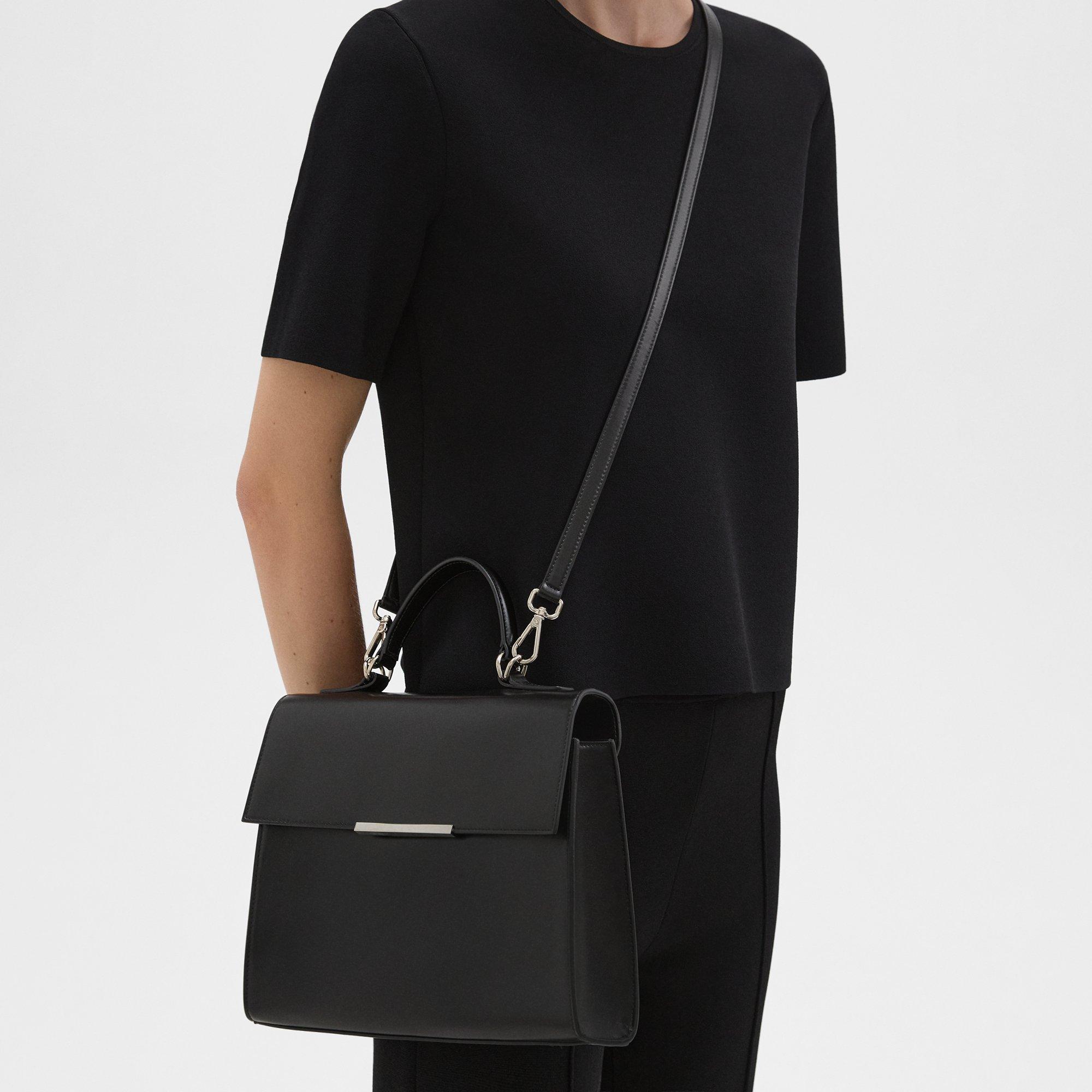 Theory Top Handle Bag In Leather In Black