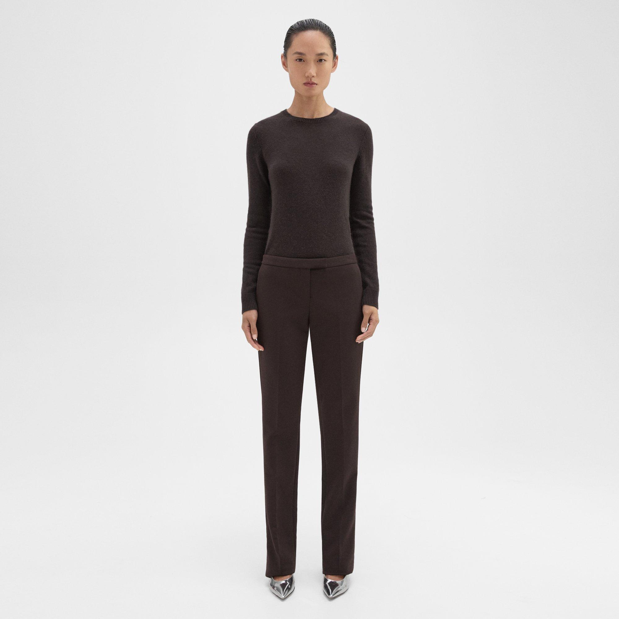 Theory Slim Low-rise Pant In Double Weave In Mink